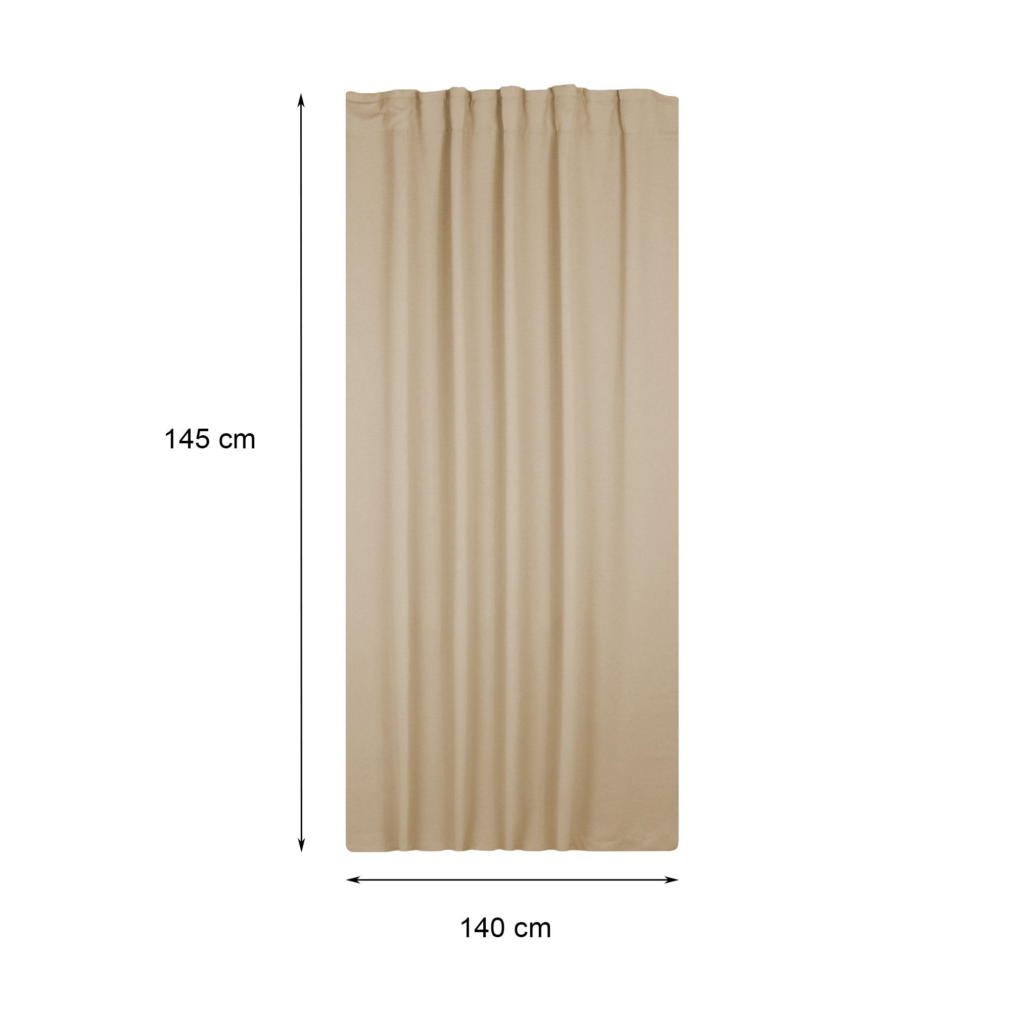 Verdunkelungsvorhang Deko, blickdicht und Haus Gardine, Polyester Vorhang St), Kräuselband Sand Verdunklungsvorhang Kräuselband Thermo- verdunkelnd, Beige (1