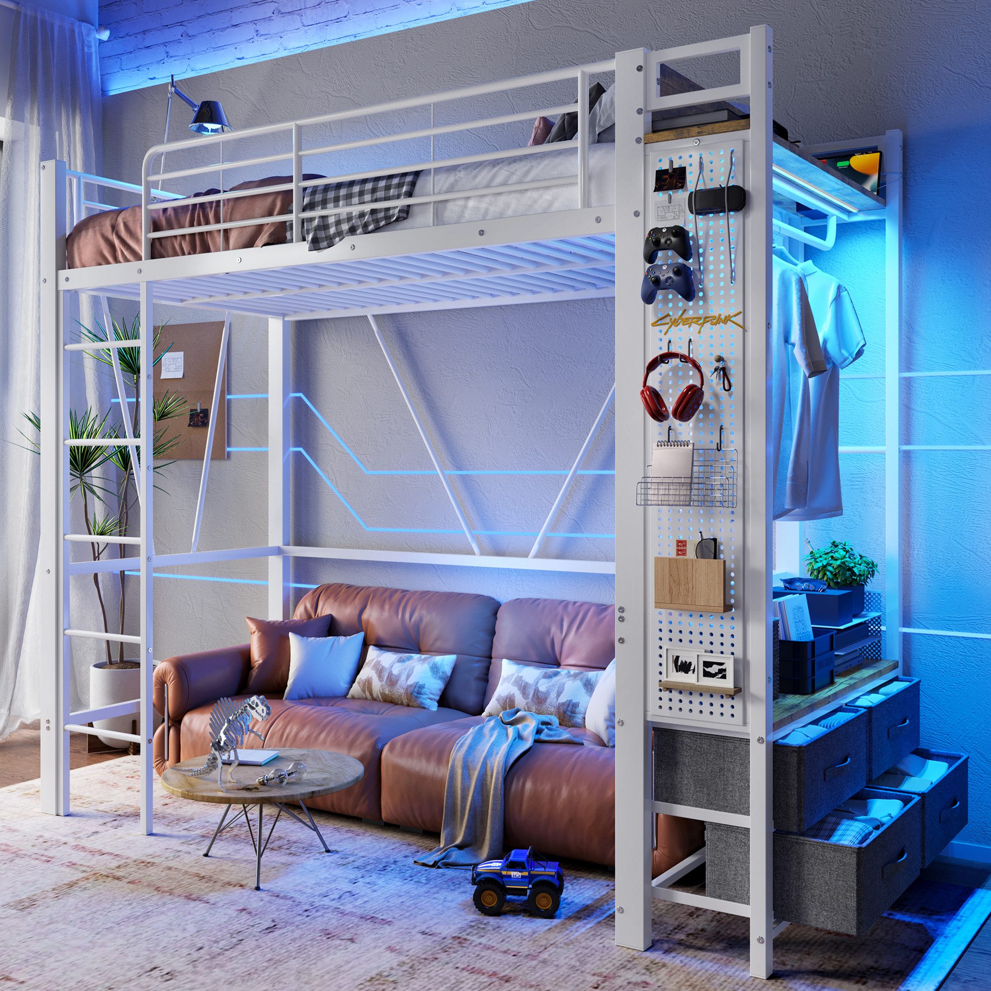 Merax Hochbett mit LED-Leiste und USB günstig online kaufen