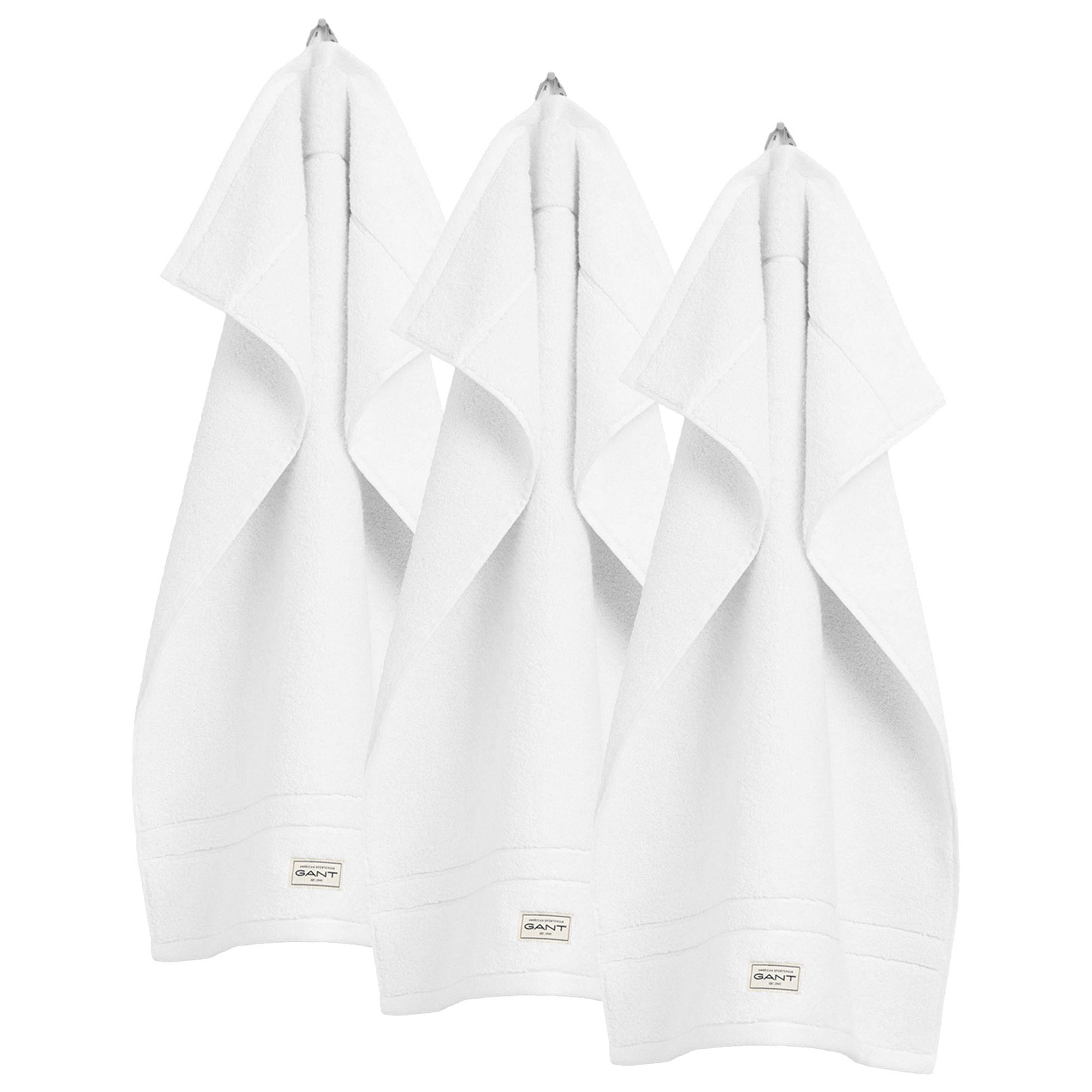 Gant Gästehandtücher Gästetuch, 3er Pack - Premium Handtuch, 30 x 50, Frottier (3-St) Weiß | Gästehandtücher