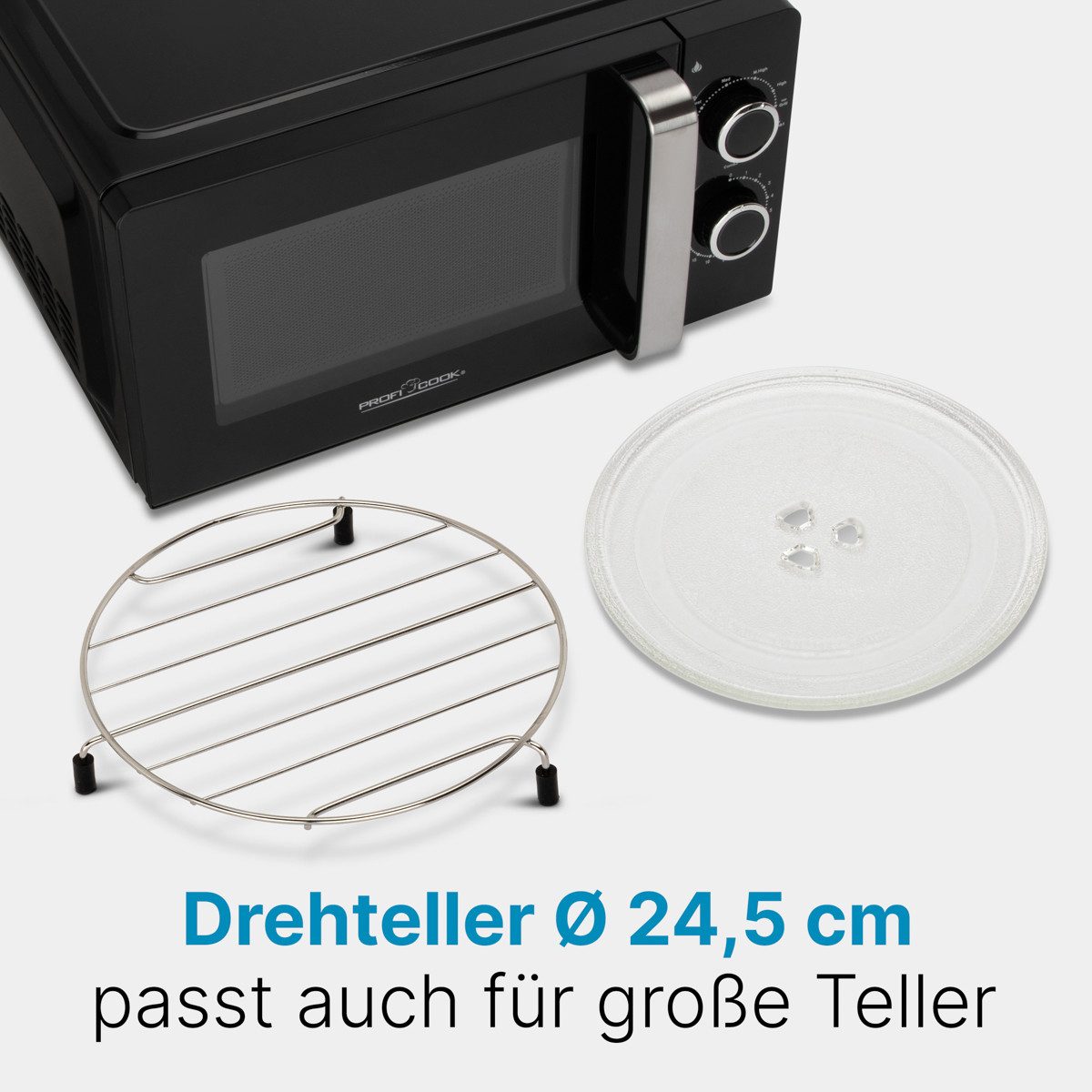 ProfiCook Mikrowelle MWG 1208, Mikrowelle mit Grill, 900 Watt, 17 Liter