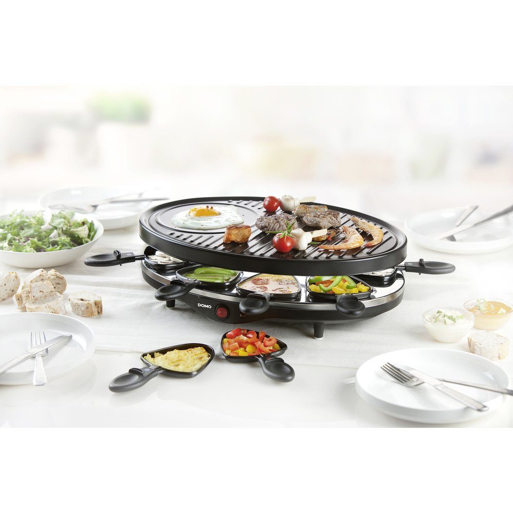 Domo Raclette DOMO DO9038G Raclette Grillfunktion, Antihaftbeschichtung, Kontrollleu