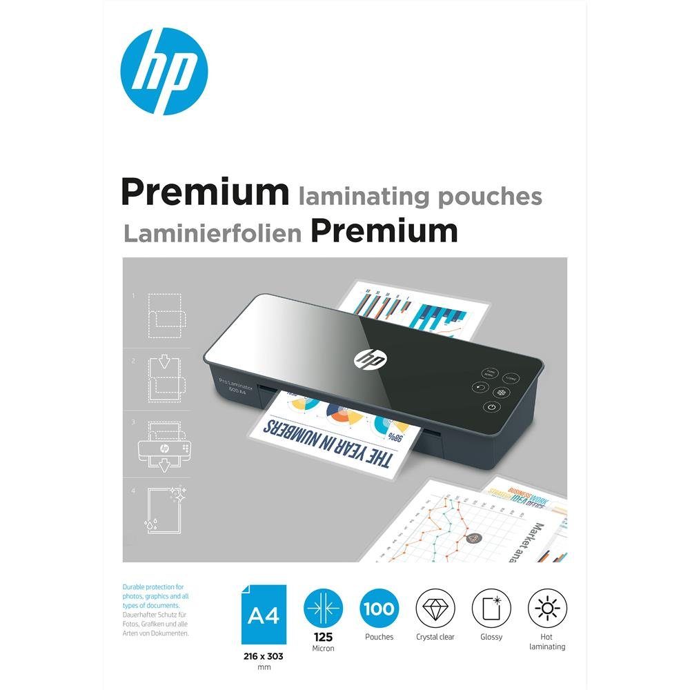 Go Europe Prospekthülle HP 9124 Laminierfolien Premium A4 125 Micron, glänzend, transparent, Heißlaminieren, 100 Stück