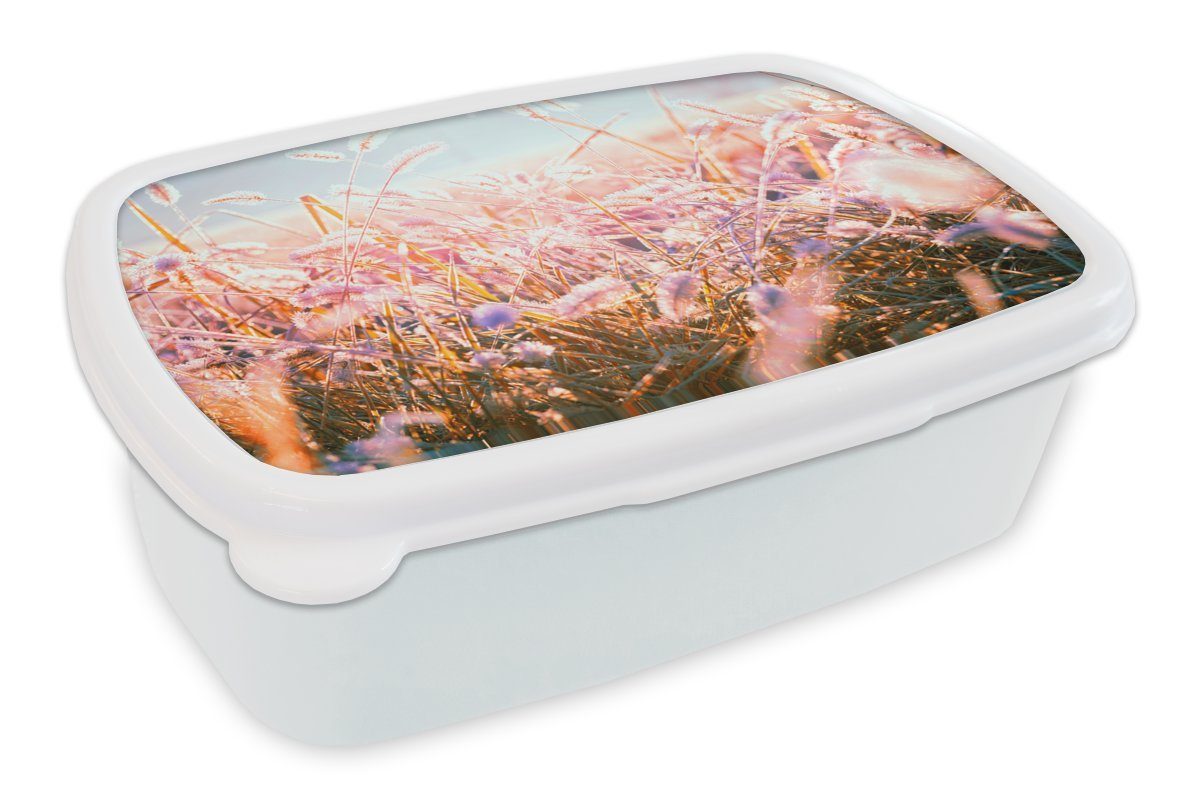 MuchoWow Lunchbox Winter - Eis - Sonne, Kunststoff, (2-tlg), Brotbox für Kinder und Erwachsene, Brotdose, für Jungs und Mädchen weiß