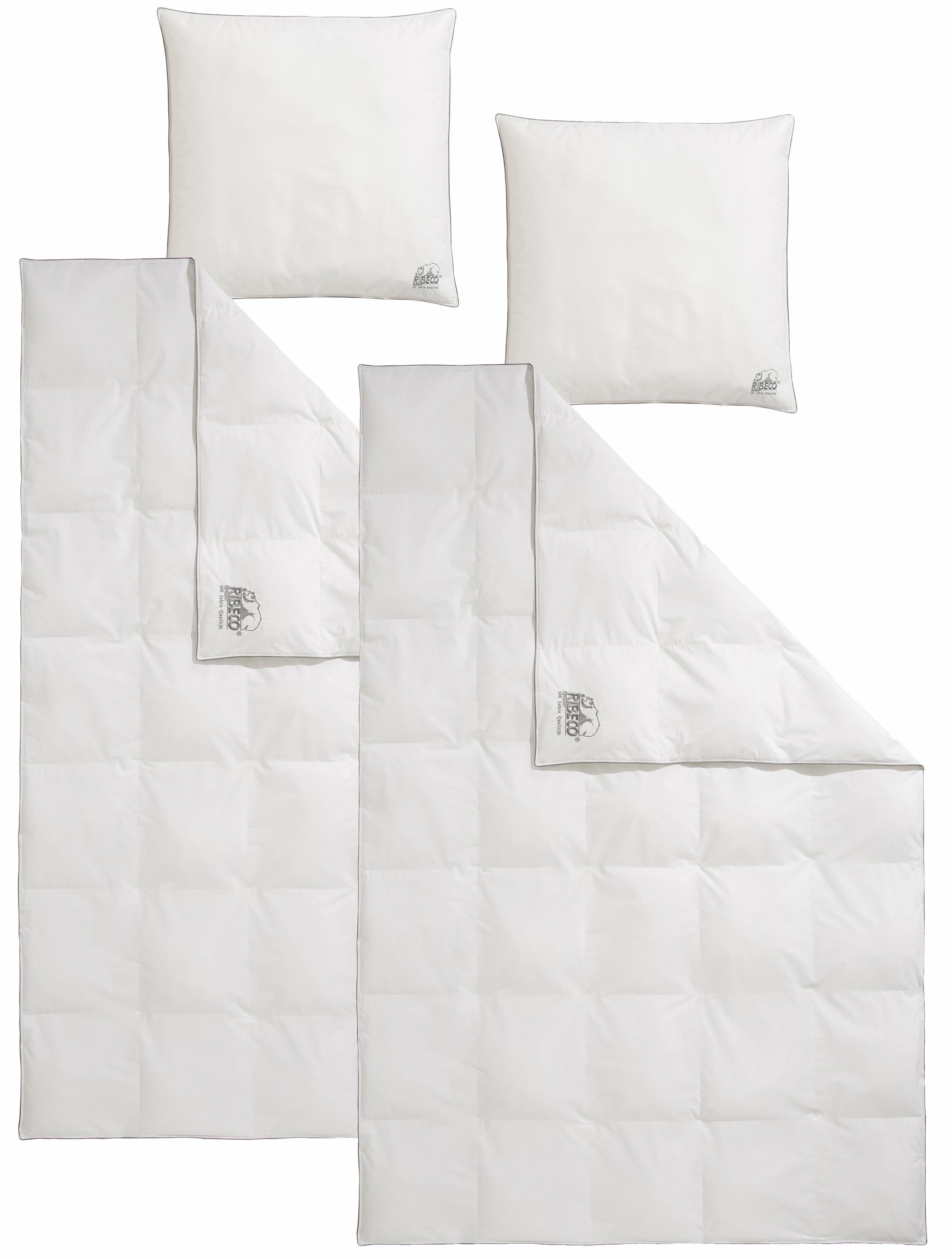 RIBECO Bettdecke + Kopfkissen Marie, Bezug: 100% Baumwolle, Mit einer hochbauschigen Füllung und Stickerei!