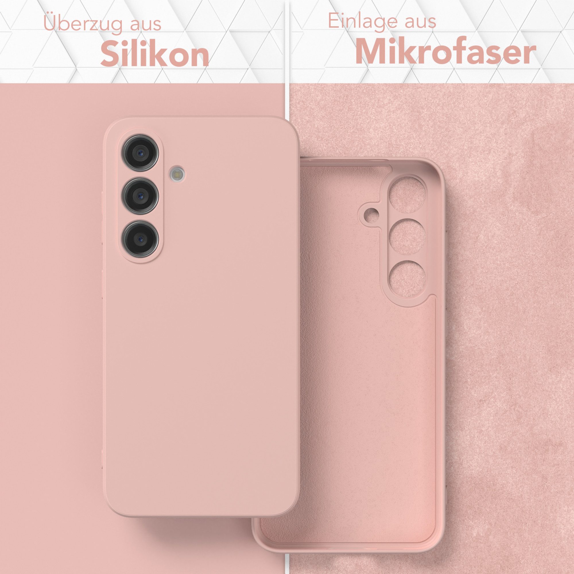 EAZY CASE Handyhülle für Samsung Galaxy S24 Hülle Silikon 6,2 Zoll, Hülle mit Kameraschutz Bumper Case Silikonschutzhülle Rosa / Altrosa