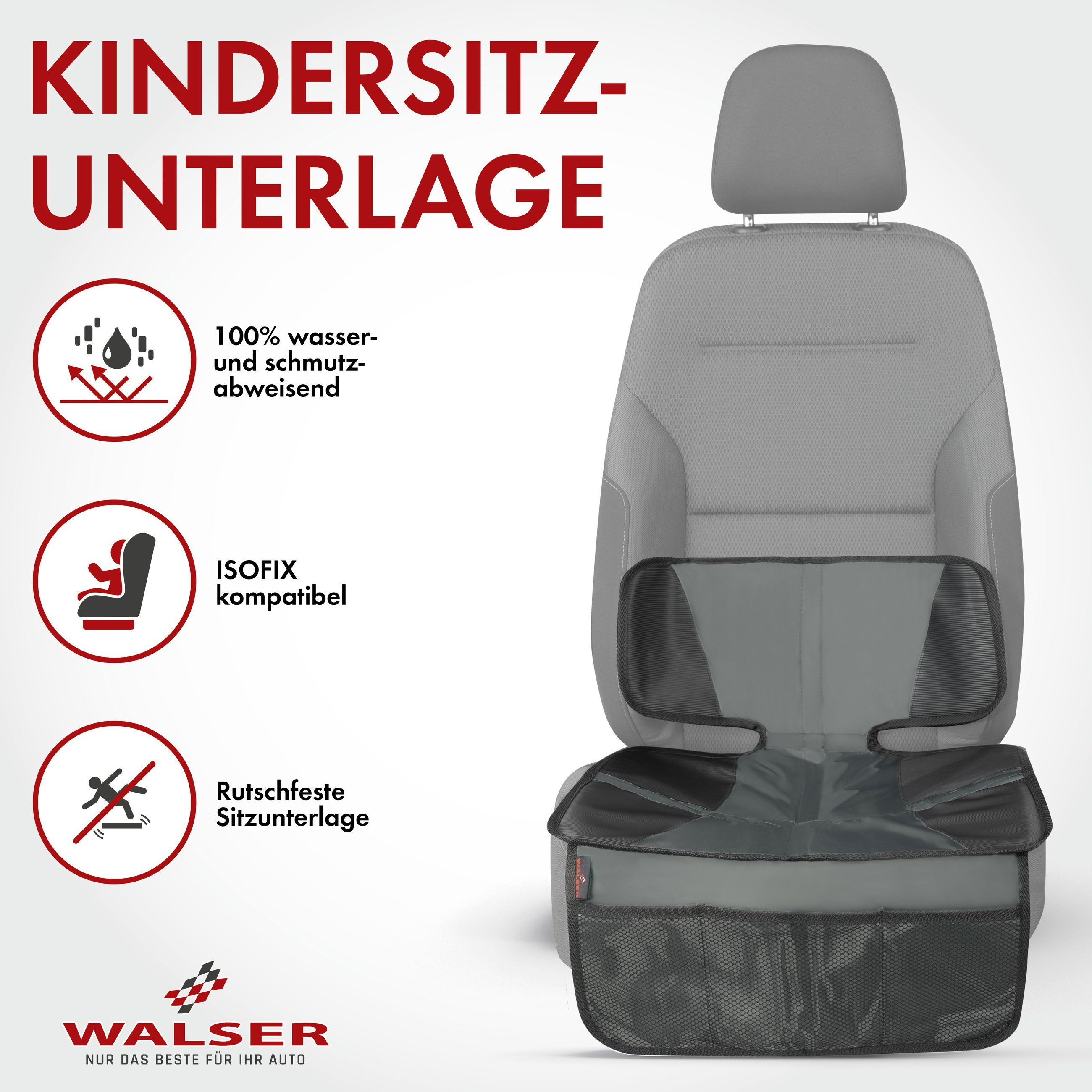 WALSER Autokindersitz Kindersitzunterlage Tidy Fred, ab: ab 4 Jahre, bis: - 10 Jahren, (1 Stück, 1-tlg)