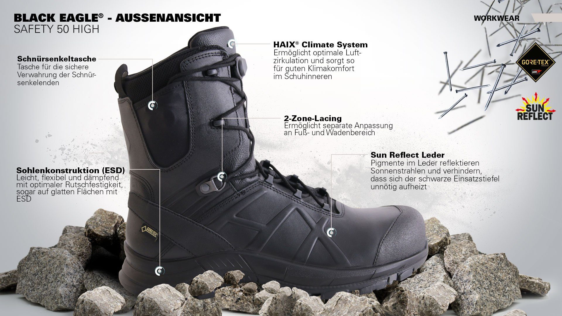 BLACK 50 HIGH (1-tlg) Safety EAGLE haix Schnürstiefel