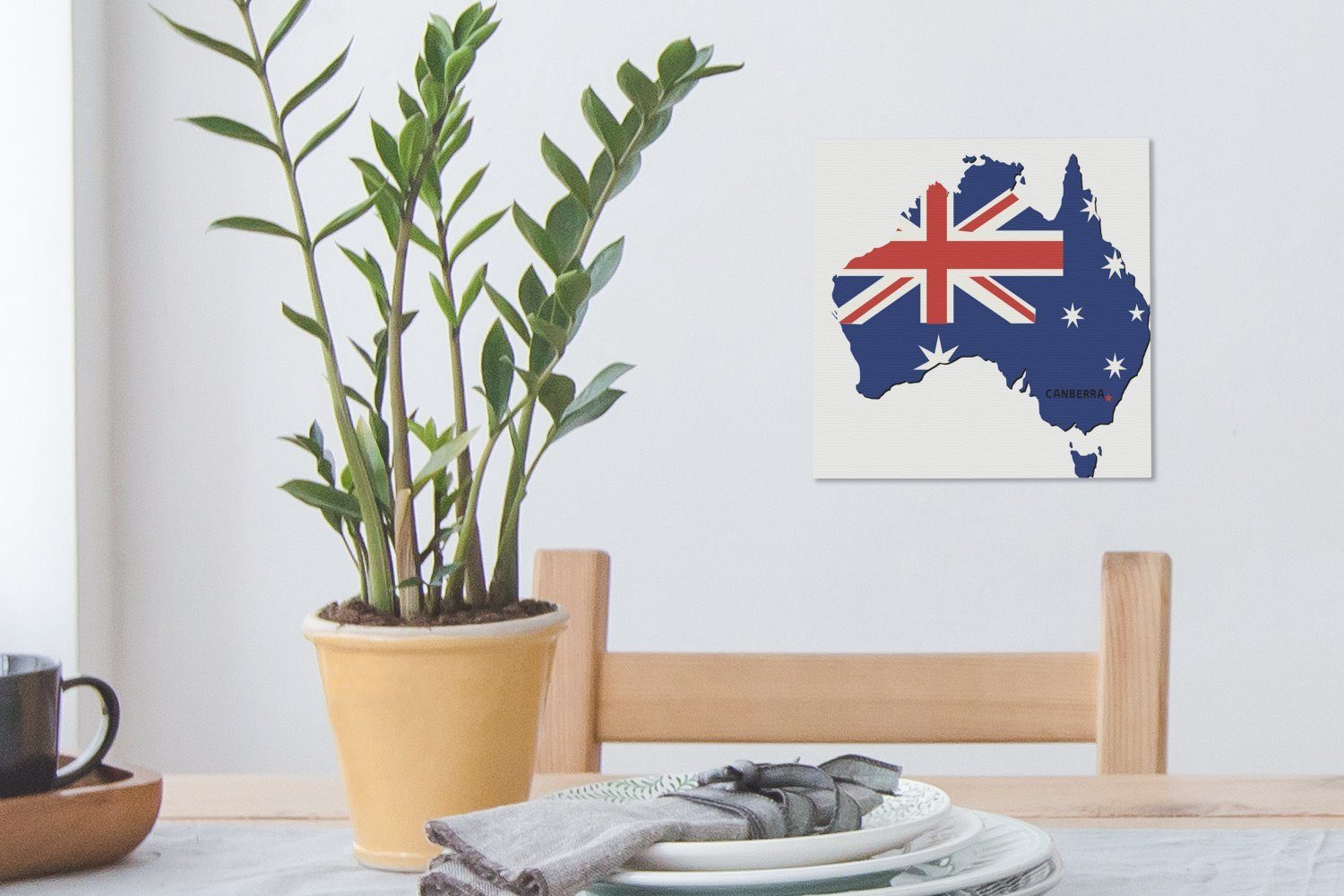für Illustration und Bilder Eine mit Australien der Farben, (1 Schlafzimmer Leinwand OneMillionCanvasses® Karte Canberra Wohnzimmer Leinwandbild von St), den