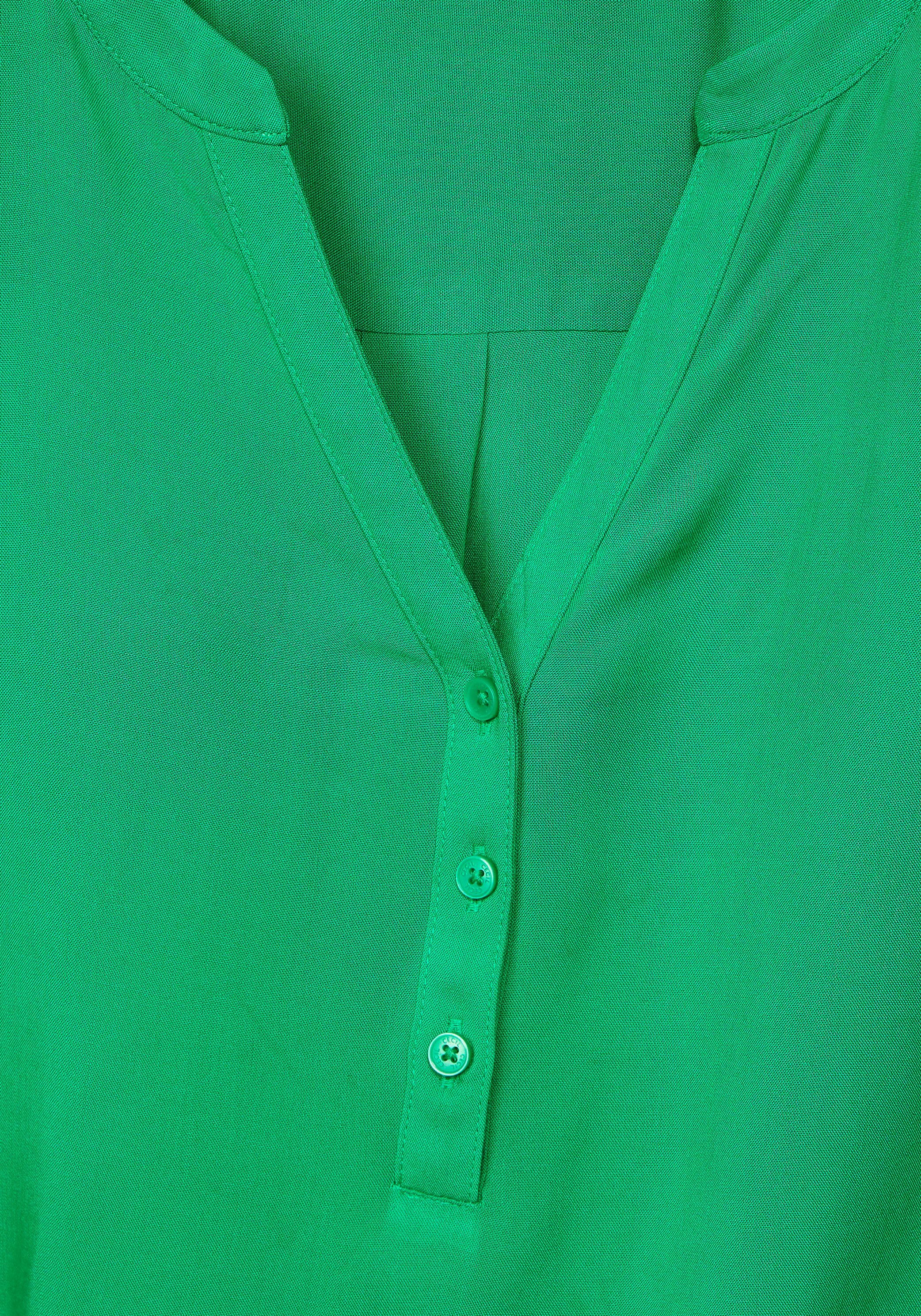 Cecil Krageninneren Kurzarmbluse fresh Kontrastnaht mit am green