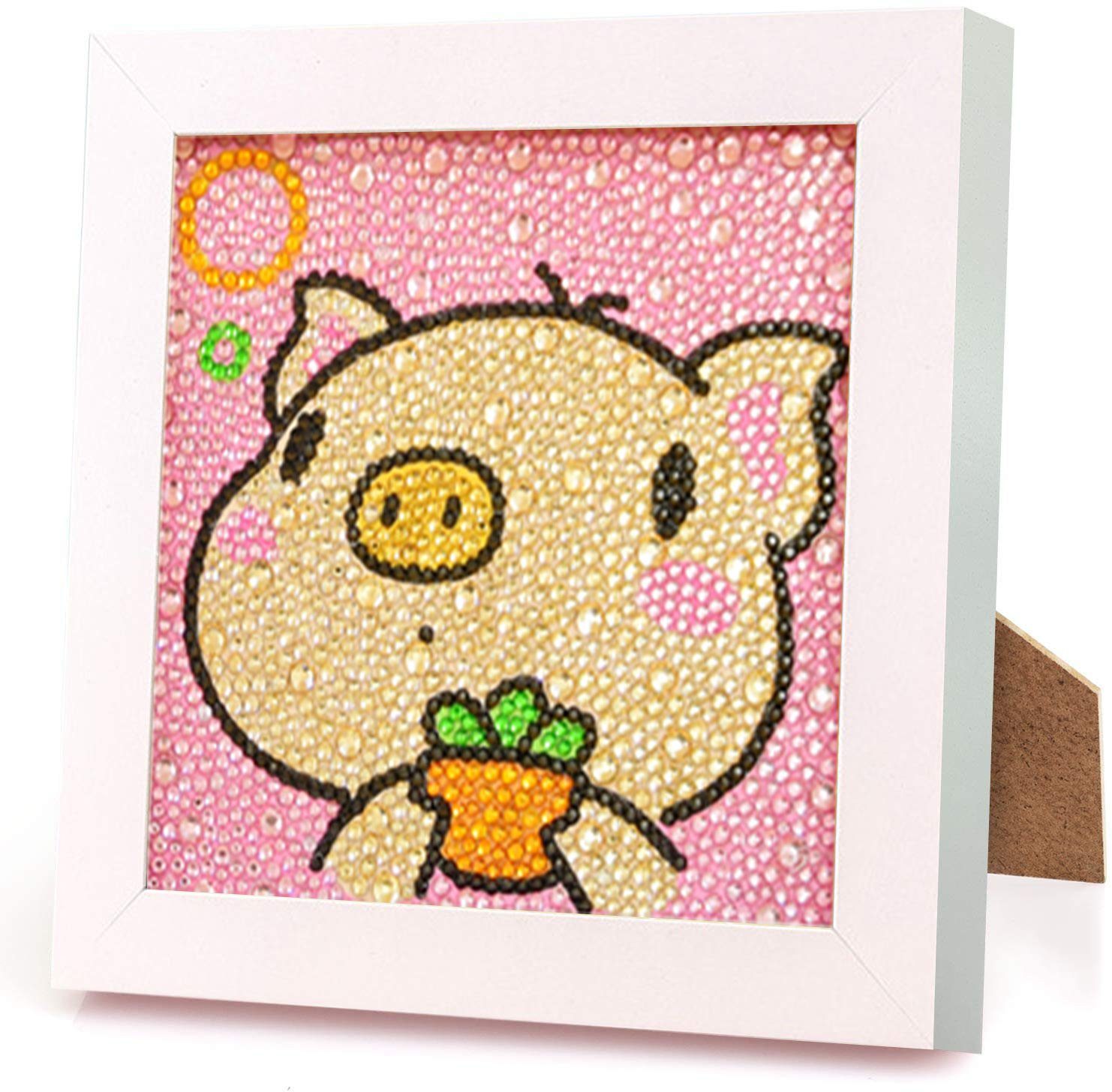 Vivi Idee Gemälde 5D DIY Diamant Painting Set mit Bilderrahmen, SX12 Schwein, Geschenk für Kinder