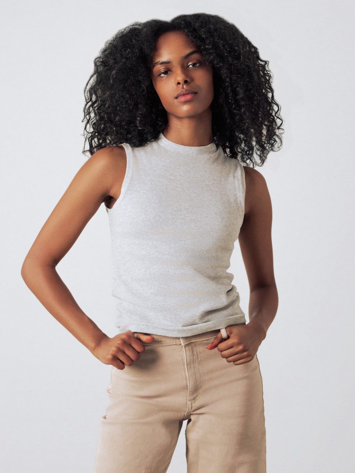 HONEST BASICS Ripptanktop Mock-Top mit OCS zertifizierter Bio-Baumwolle