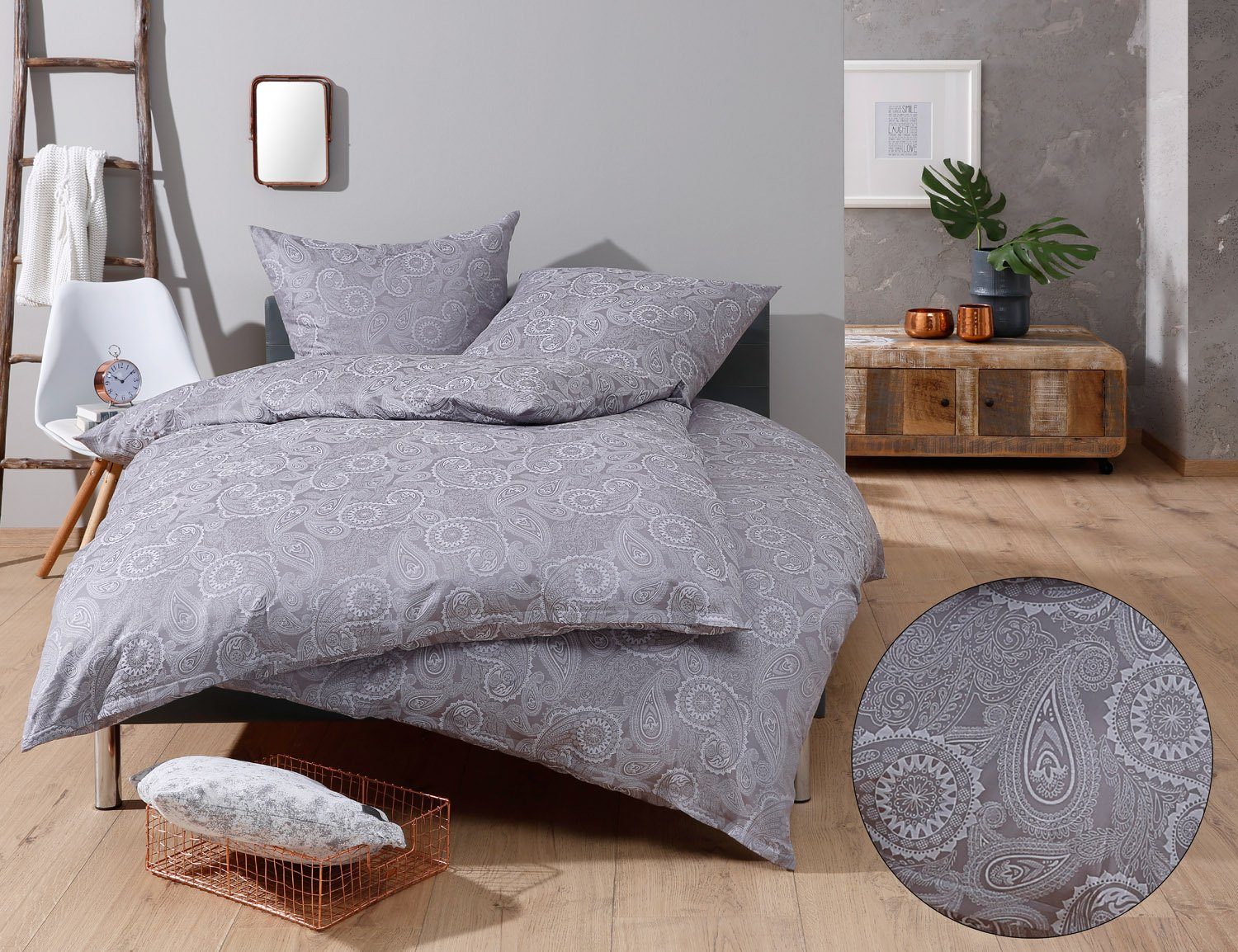 BETTWAESCHE-MIT-STIL Bettwäsche Mako-Satin Damast Paisley Bettwäsche günstig online kaufen