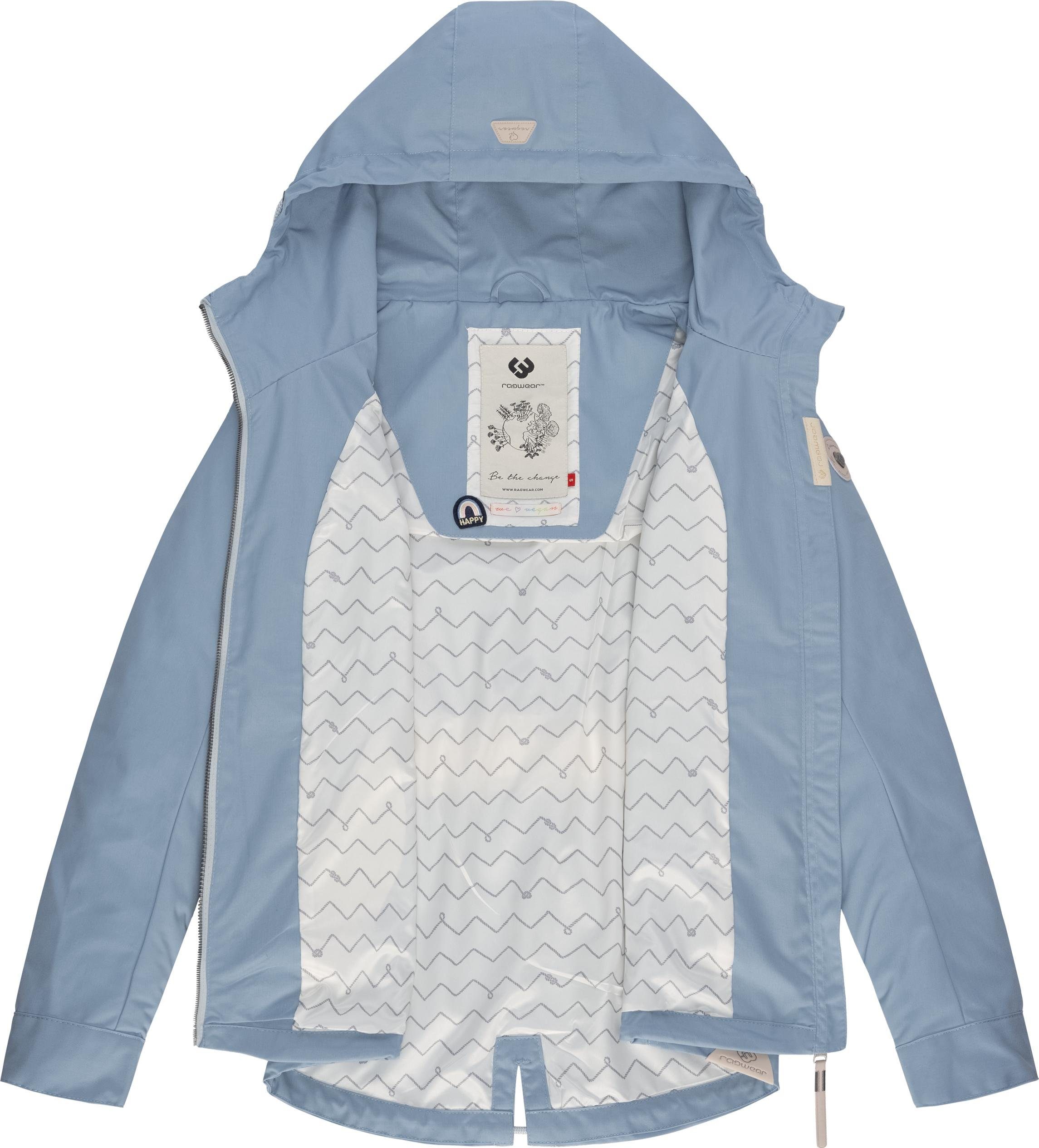 Übergang Übergangsjacke Outdoorjacke stylische Kapuze Monade Ragwear großer mit hellblau