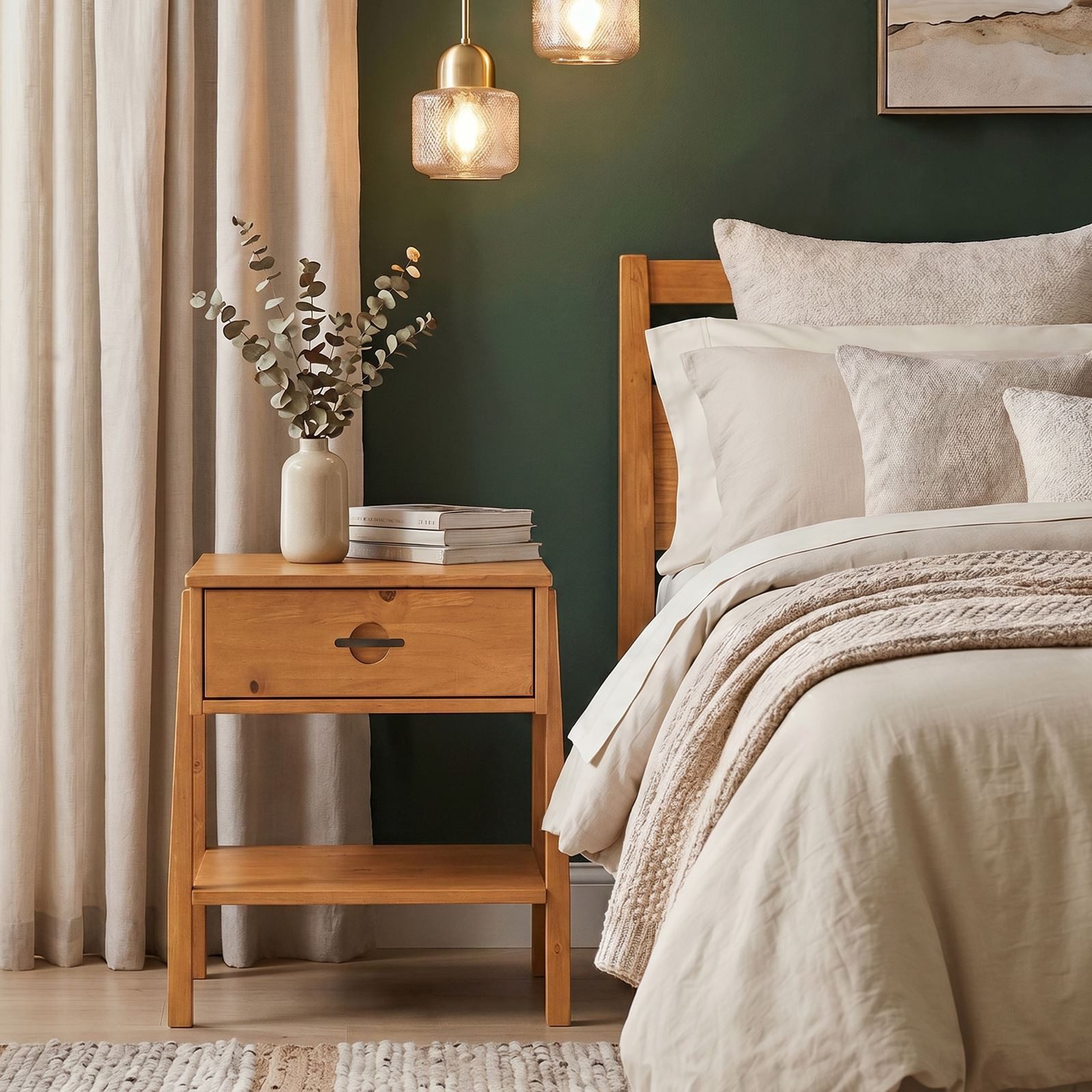 IDIMEX Nachtkommode ADAMO, Nachtkommode aus Massivholz mit Schublade und Ablage Eiche Finish