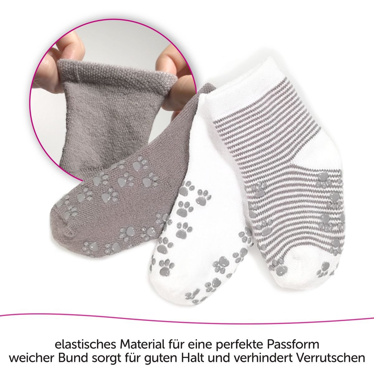 LaLoona Kurzsocken Natur Baby Socken Krabbelsocken Anti Rutsch 5 Paar ABS Babysocken rutschfest
