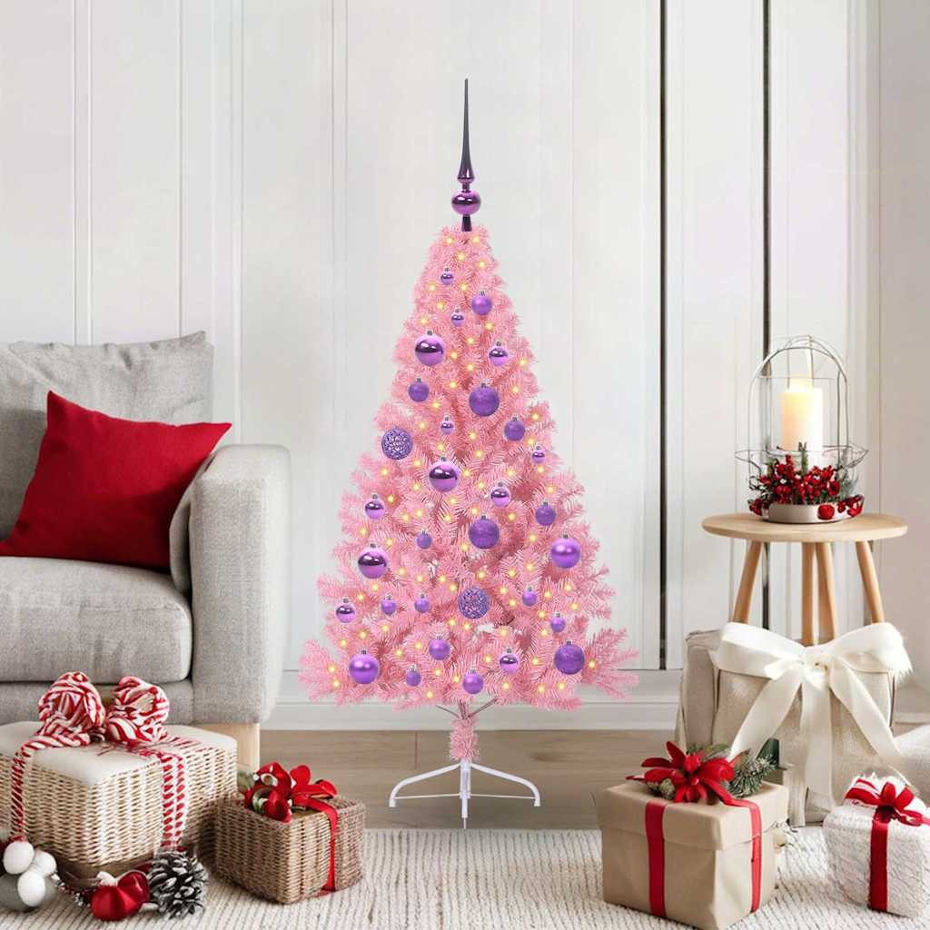 vidaXL Künstlicher Weihnachtsbaum vidaXL Künstlicher vorbeleuchteter Weihnachtsbaum Rosa 120 cm PVC
