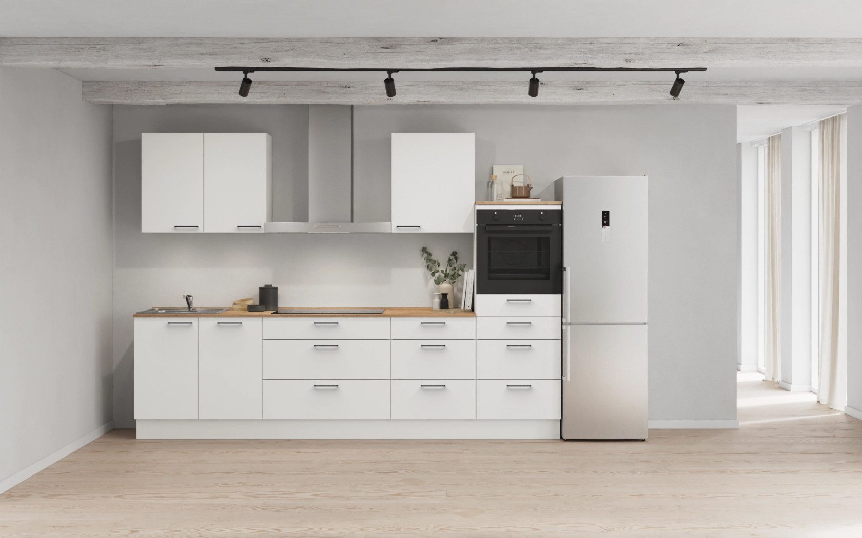 nobilia® Küchenzeile Salev, individuell anpassbar, gratis Küchenplanung mit Profis, (Breite 300 cm), vormontiert, wahlw. mit E-Geräten, inkl. Lieferung