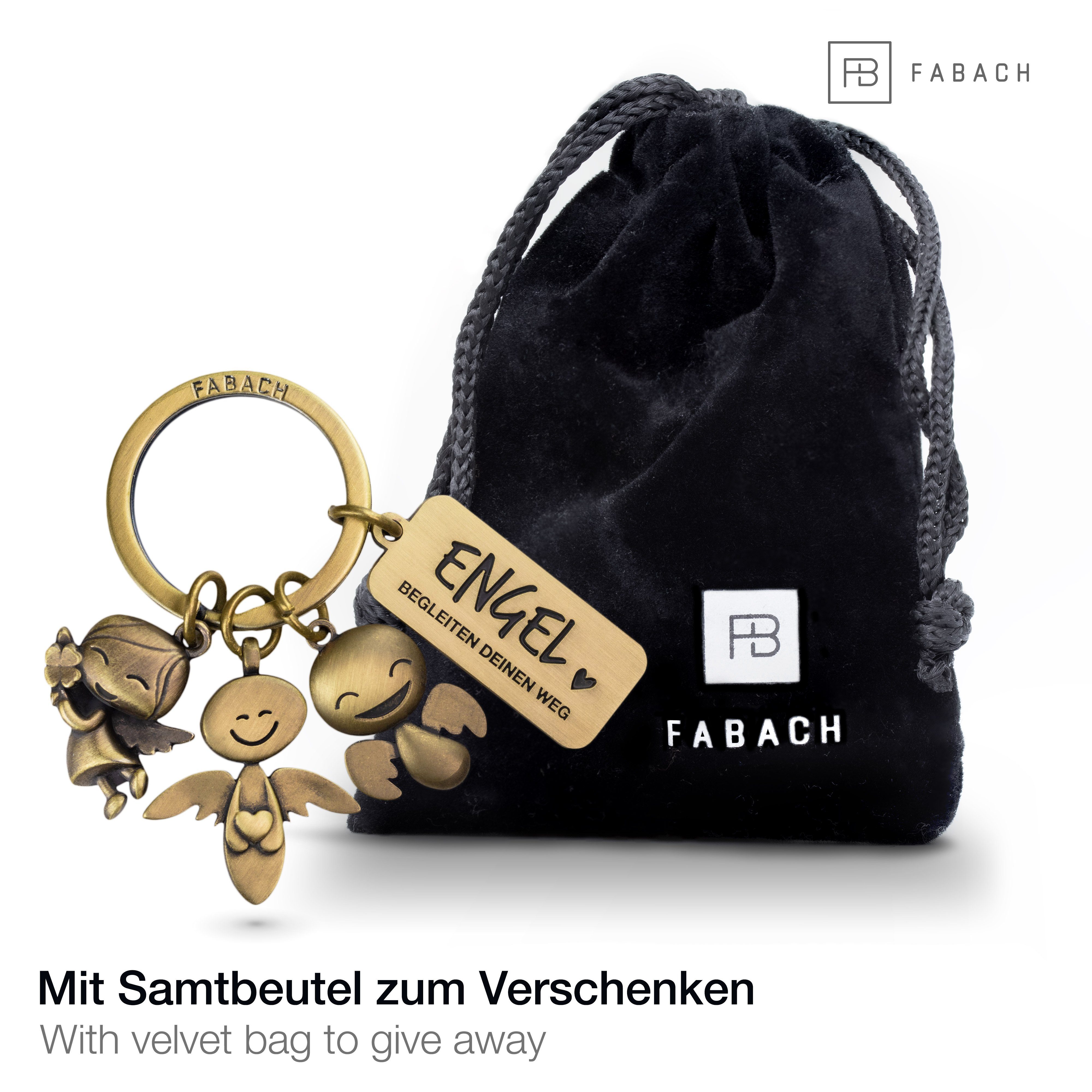 FABACH Schlüsselanhänger 3 Schutzengel mit Gravur - Engel begleiten deinen Weg - Glücksbringer