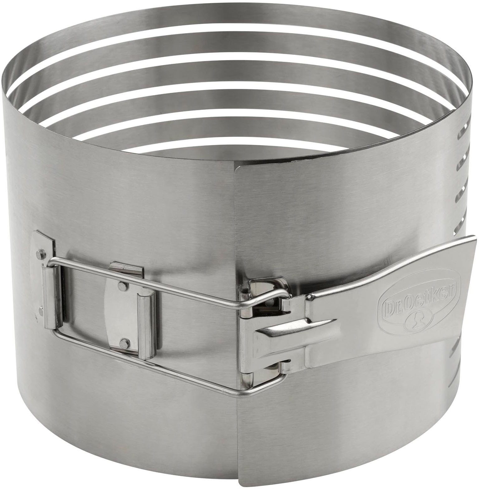 Dr. Oetker Küchenhelfer Tortenring Tortenboden-Schneidhilfe Ø18-20x12 cm, Edelstahl, (1 tlg), extra hoch, verstellbar, perfekt zum gleichmäßigen Schneiden von Böden