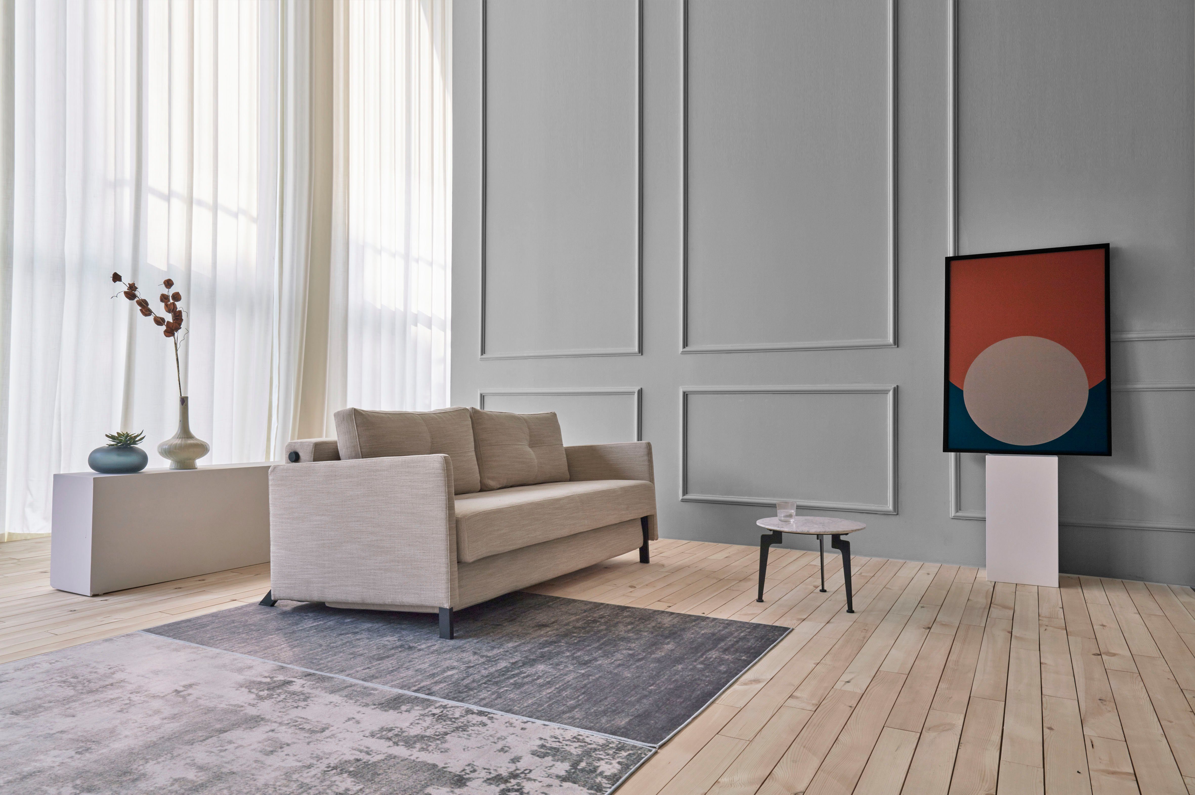 INNOVATION LIVING ™ Schlafsofa Cubed Klappsofa, hochwertige Schlaffunktion, Design und extra Komfort, Frontauszug, sehr platzsparend, abgewinkelt Sitzen, waagerecht liegen