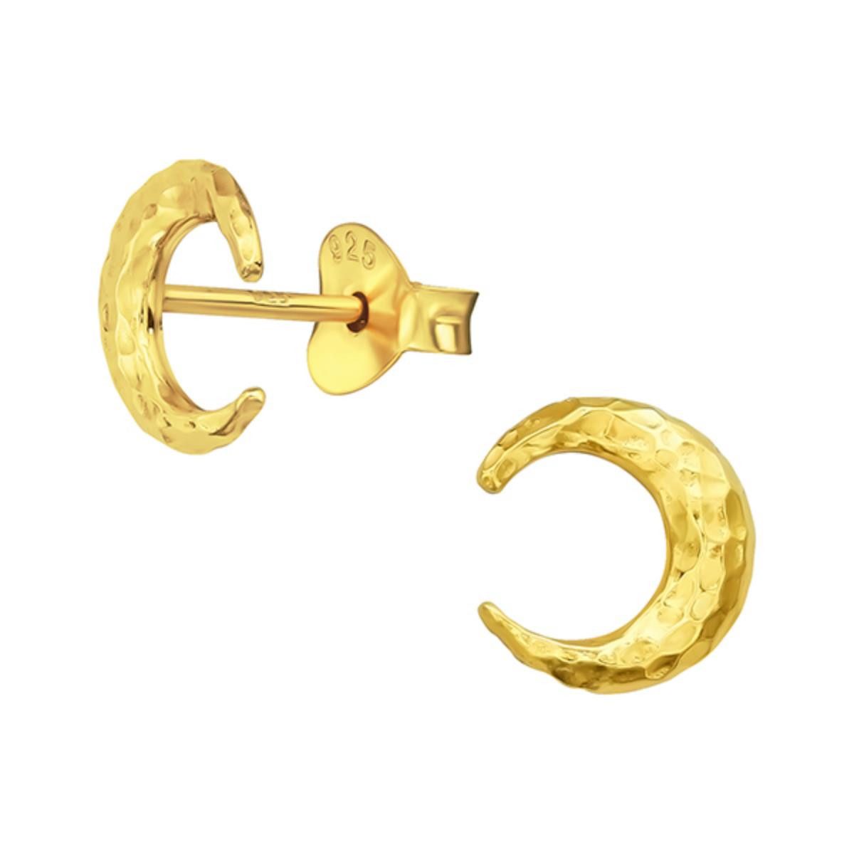 Paar Ohrstecker Ohrstecker Mond gold: Ohrringe Silber 925
