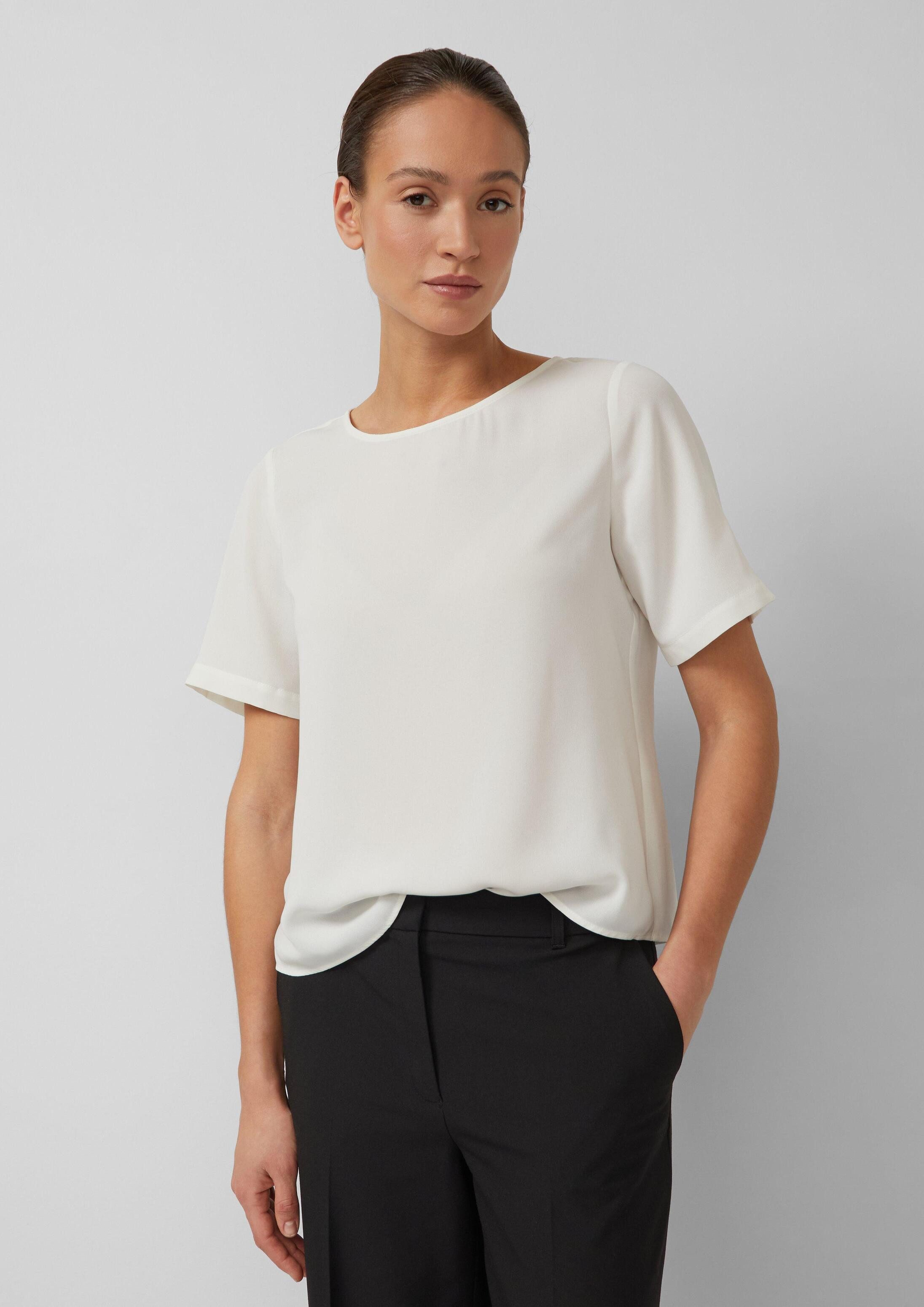 s.Oliver Kurzarmbluse Bluse Crêpe-Shirt mit Reißverschluss