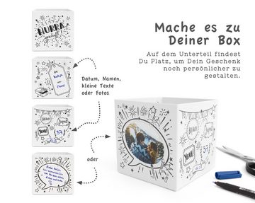 SURPRISA Geschenkbox Rätselbox, persönliche Geschenkverpackung + Rätselspiel - für Freundin, Freund, zur Hochzeit oder zum Geburtstag - weiß