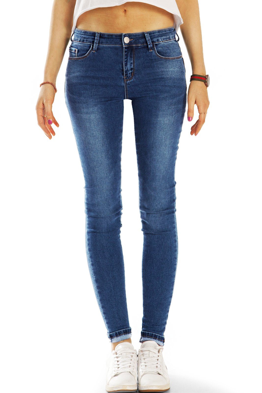 be waist Damenjeans styled Hosen medium stretch Skinny-fit-Jeans j49L regular