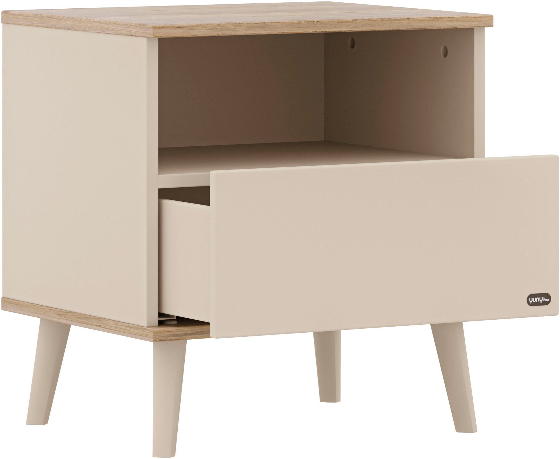 YUNY by PAIDI Nachtkommode HAZEL in Beige, Schublade mit Soft-Close, verschiedene Ausführungen (B/H/T ca. 48/45-52/40 cm), moderner und langlebiger Nachttisch aus Holz, geprüfte Qualität