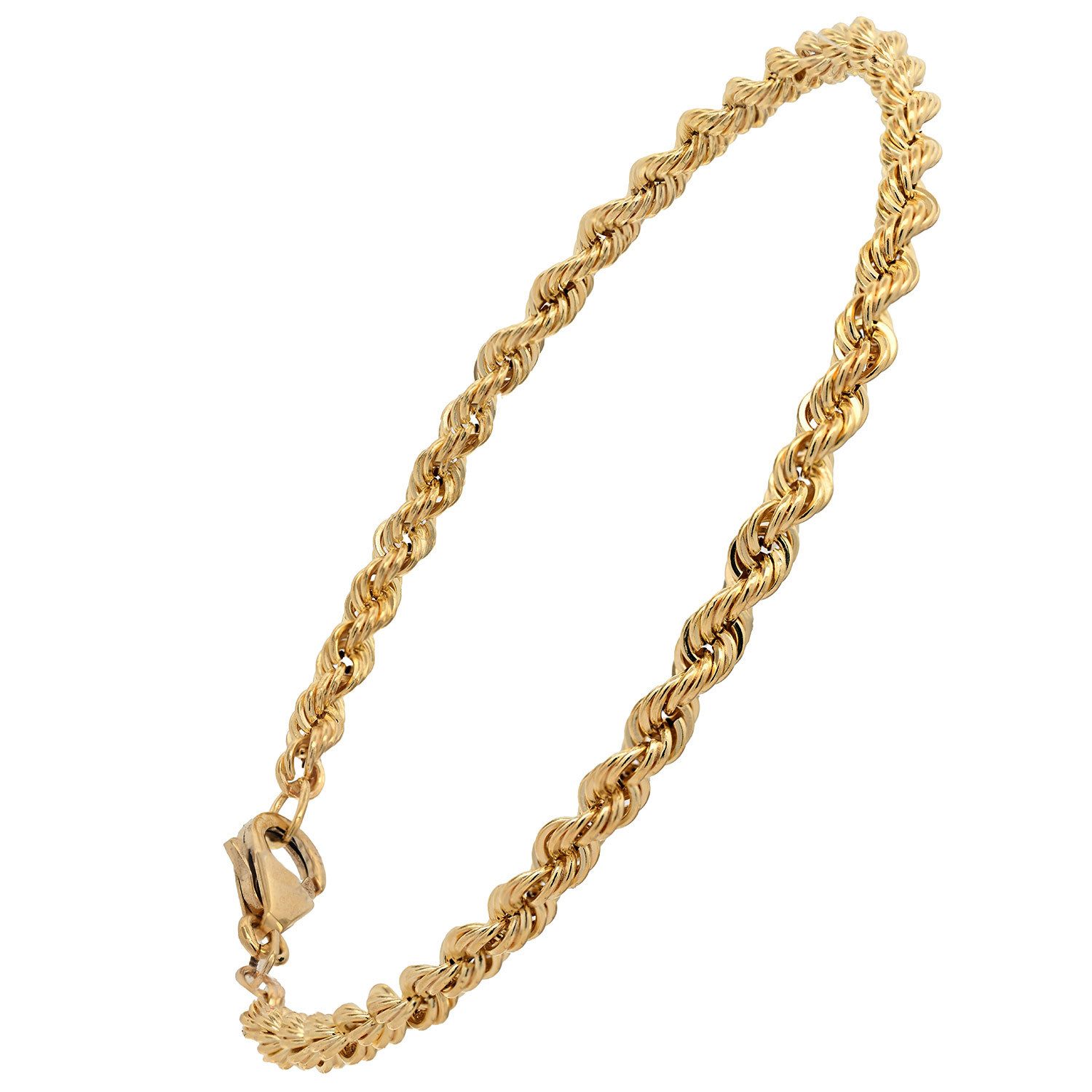 HOPLO Goldarmband Goldarmband Kordelkette hohl 3,3 mm Armkette 19 cm 585-14 Karat Gold, Made in Germany