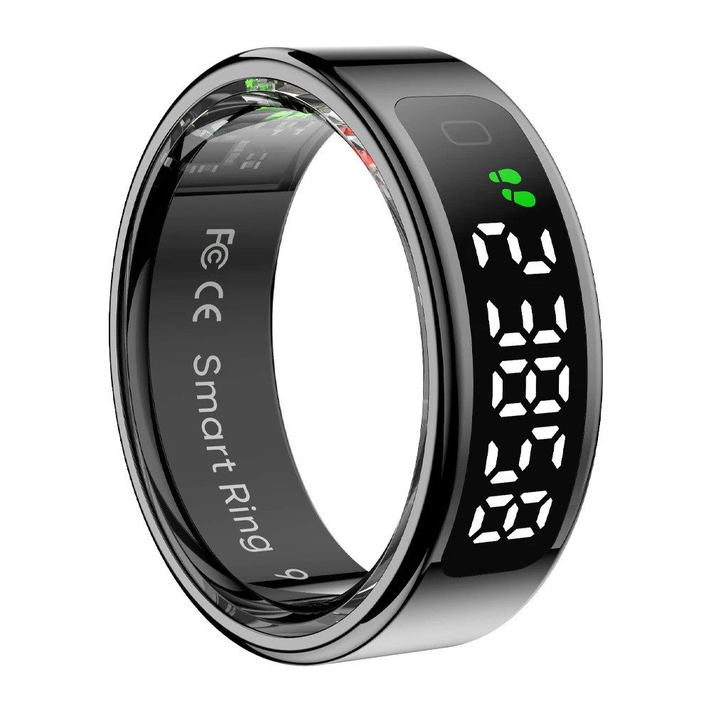 Athlix Fitness-Tracker Smart Ring mit Bildschirm und Touch Fitness Tracker Gesundheitsmanager, Wasserdicht, Touch- & Gesten-Design, aus Edelstahl
