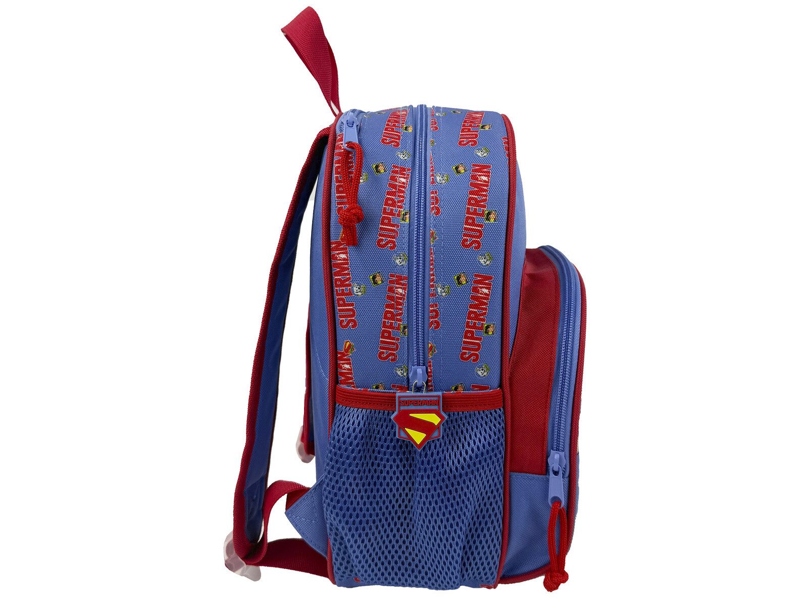 Superman Kinderrucksack mit Fronttasche Hauptfach und Seitennetz