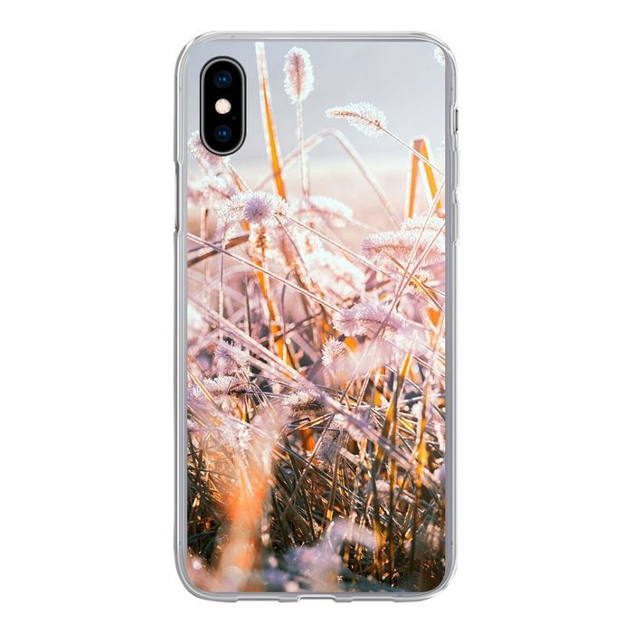 MuchoWow Handyhülle Gras - Sonne - Winter - Schnee Handyhülle Apple iPhone Xs Max Smartphone-Bumper Print Handy