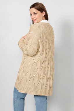 Sara Lindholm Strickjacke Strickjacke oversized offene Form Strukturstrick