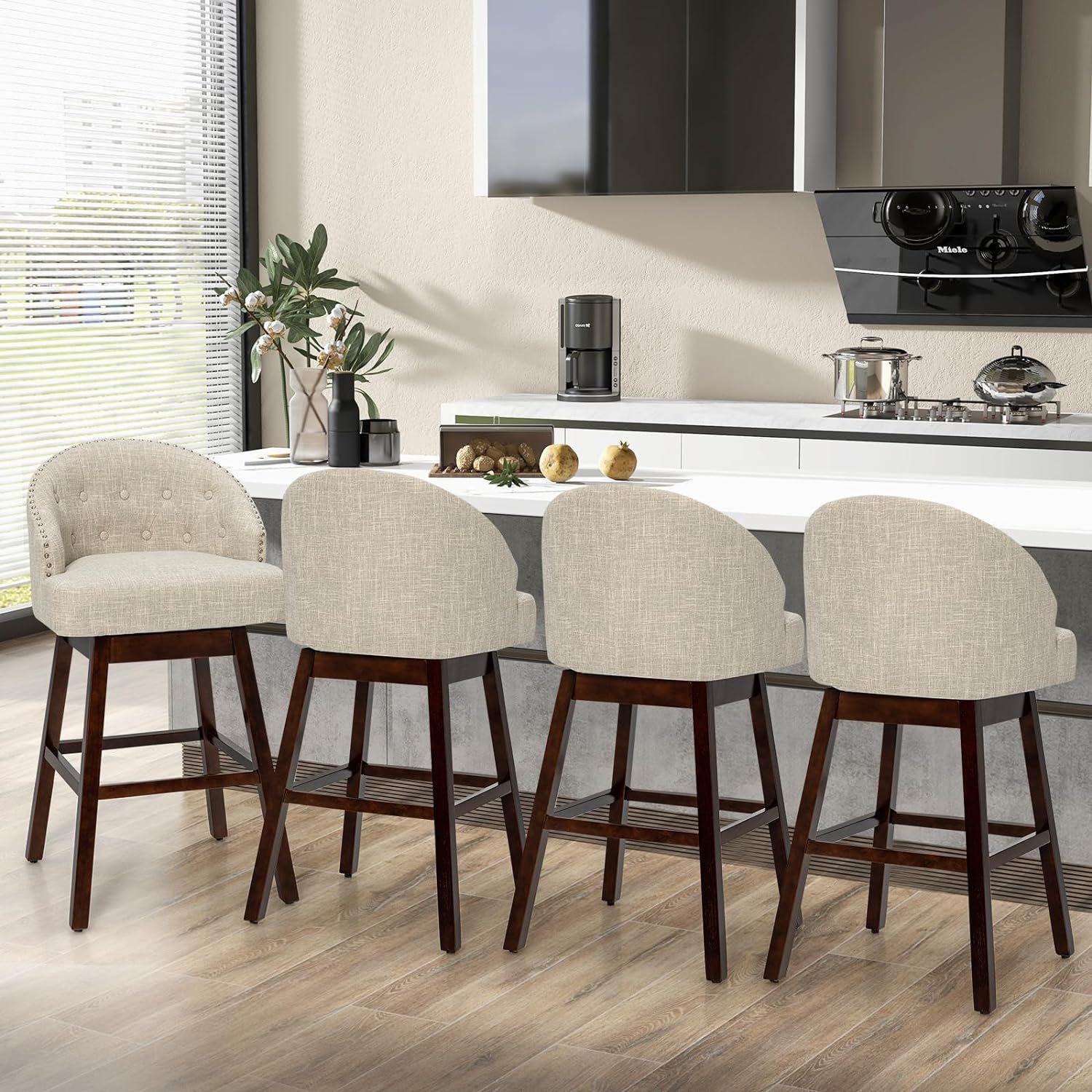 COSTWAY Barhocker, 2er Set, 360° drehbar, mit Lehne & Fußstütze Sitzhöhe 78 günstig online kaufen