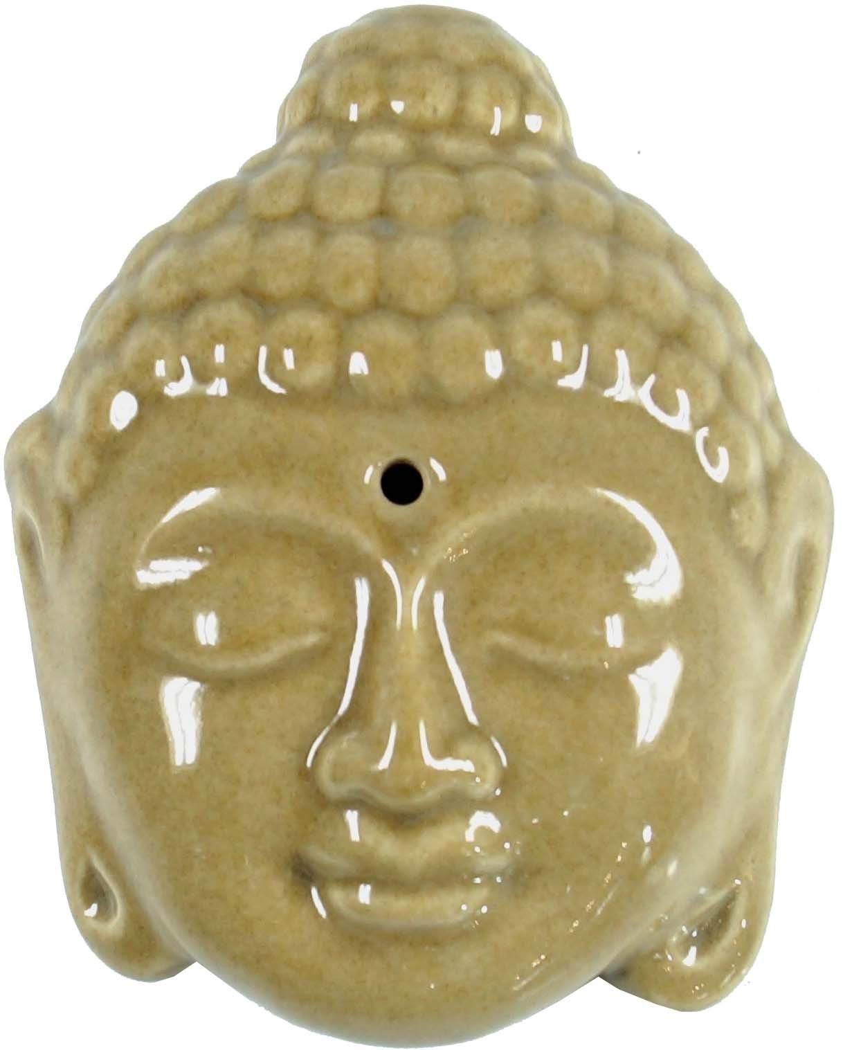 Guru-Shop Räucherstäbchen-Halter Räucherstäbchenhalter aus Keramik Buddhakopf.. Modell 12