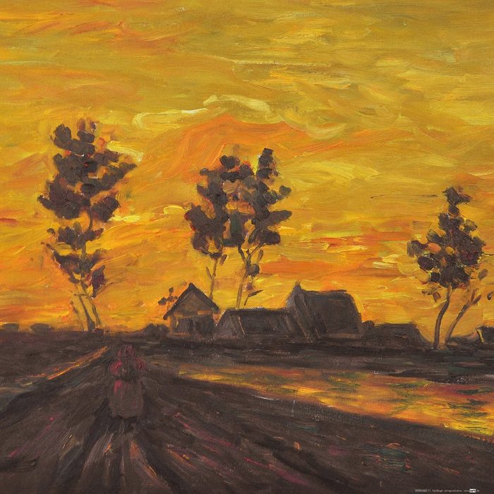 1art1 Kunstdruck Vincent Van Gogh - Landschaft Bei Sonnenuntergang 1885
