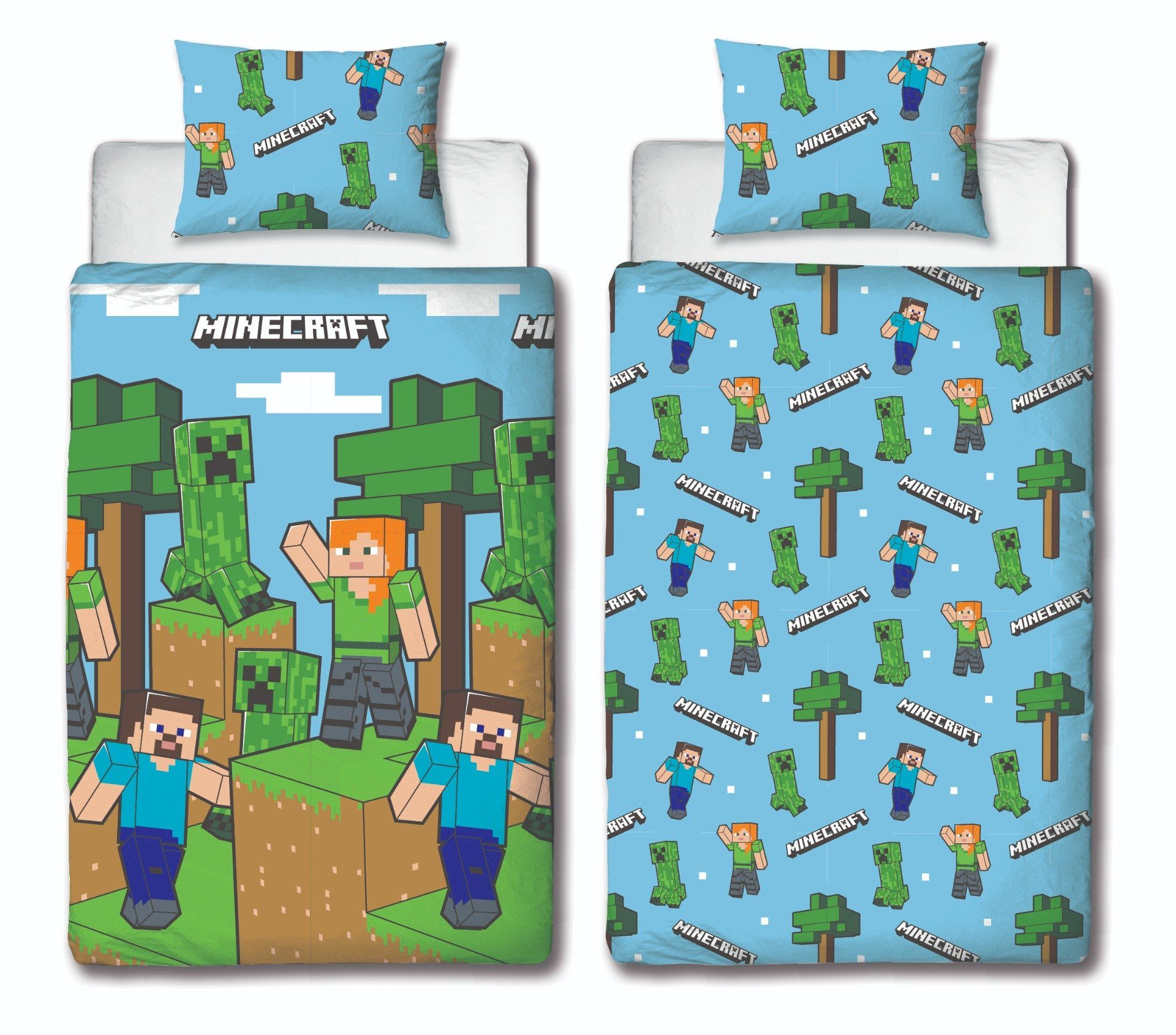 Bettwäsche Minecraft Steve und Alex Mikrofaser Постельное белье Set, Minecraft, Mikrofaser, 2 teilig, Deckenbezug 135-140x200 cm 60x70 cm Kissenbezug