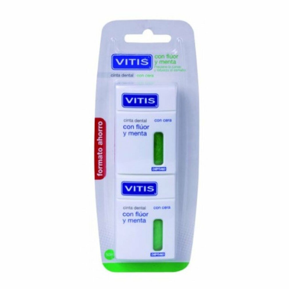 Vitis Зубная нить Dental Tape mit Fluorid und Minze 2x50m, (Packung)