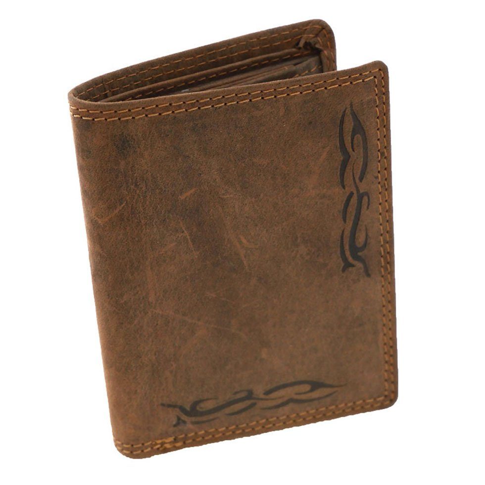JOCKEY CLUB Geldbörse TRIBAL S, Hochkant, 7 Kartenfächer, 2 Scheinfächer, Naturleder, klein