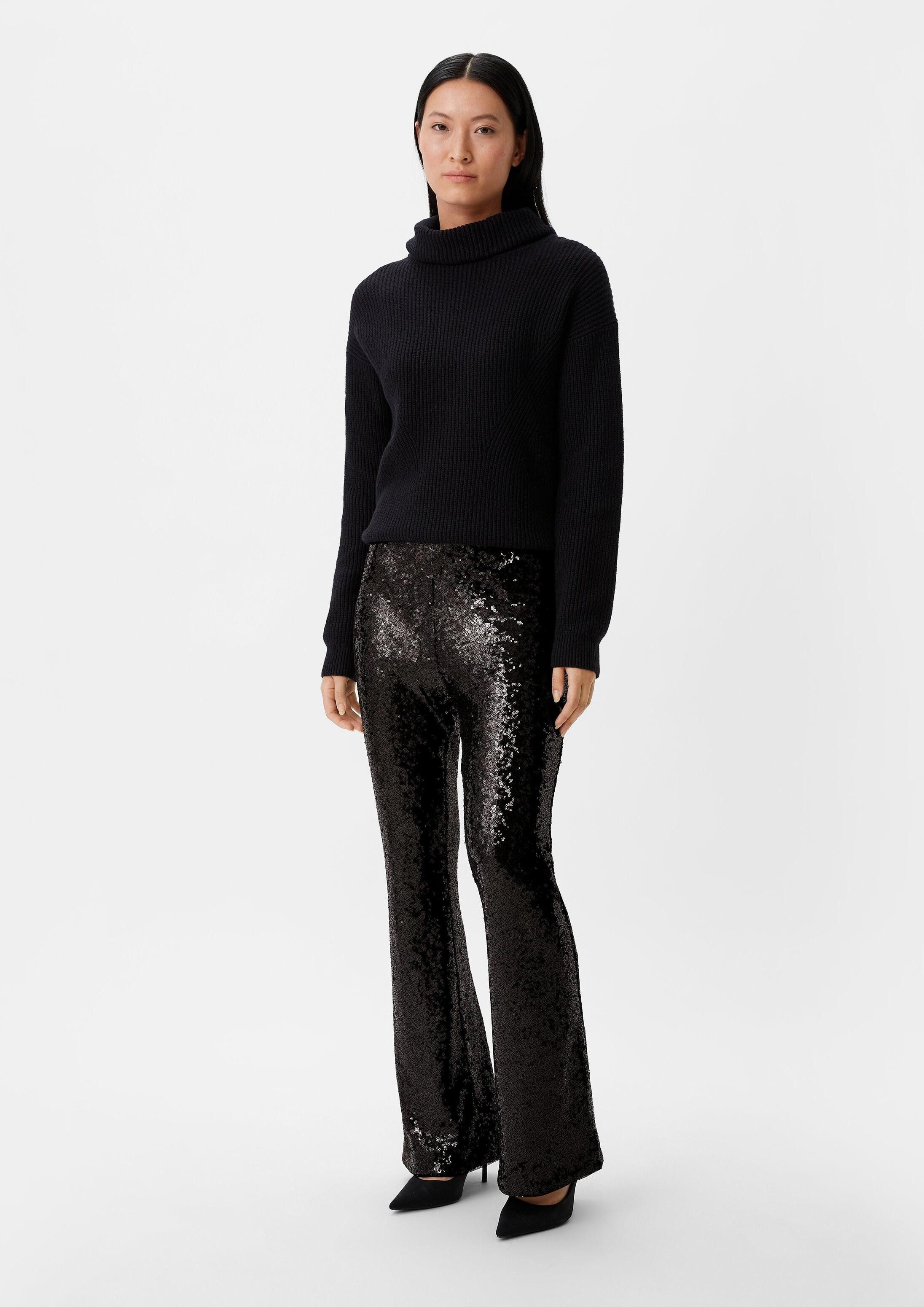 comma Chinos Hose Slim: Mesh-Hose mit Pailletten – Bild 5 von 5