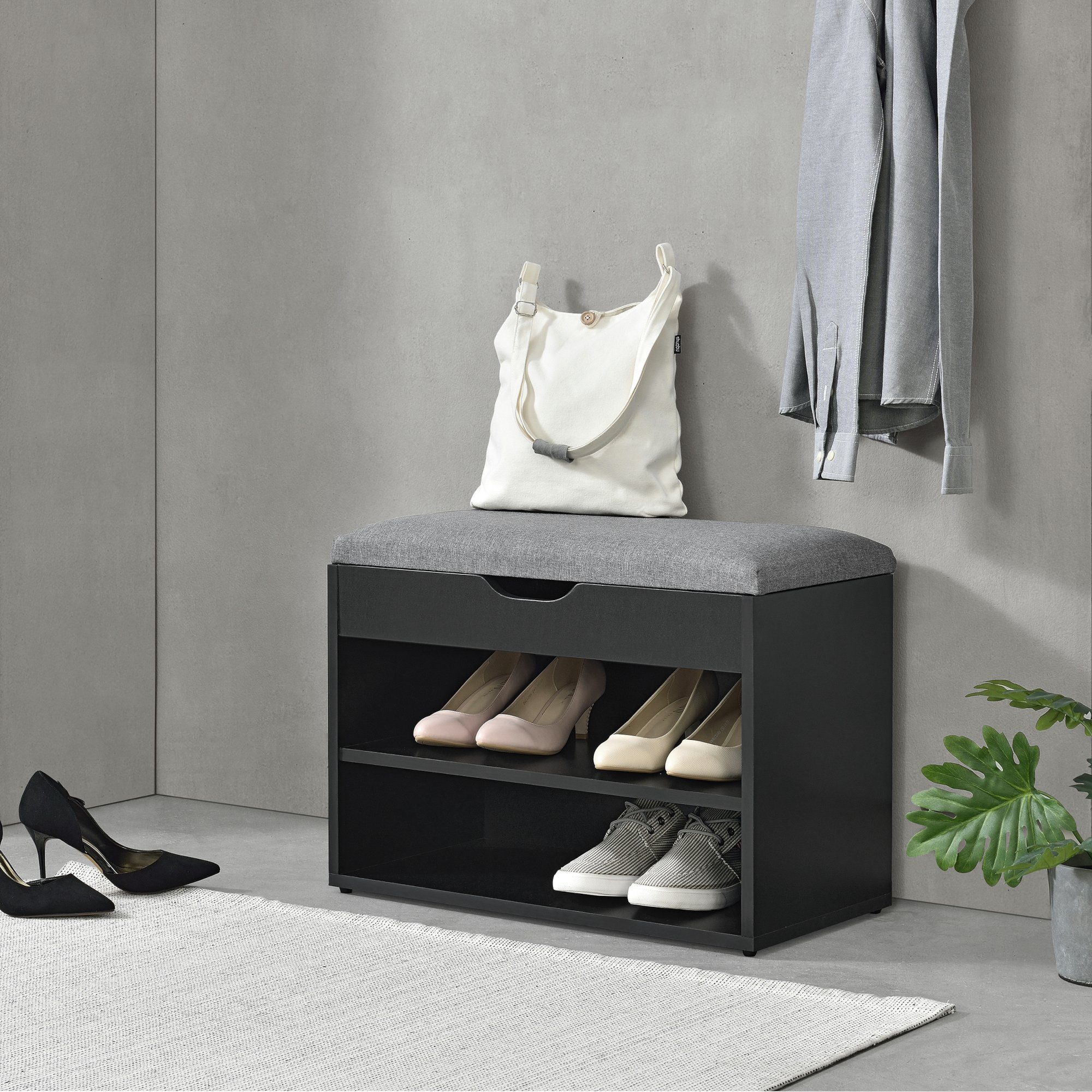en.casa Schuhbank, »Gentofte« Schuhschrank mit Sitzbank günstig online kaufen