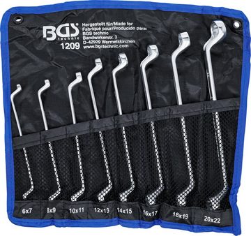BGS technic Ringschlüssel Doppel-Ringschlüssel-Satz, gekröpft, SW 6 x 7 - 20 x 22 mm, 8-tlg.