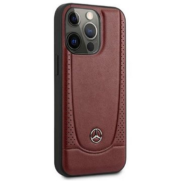 Mercedes Handyhülle Case iPhone 14 Pro Max Echtleder weinrot 6,7 Zoll, Kantenschutz