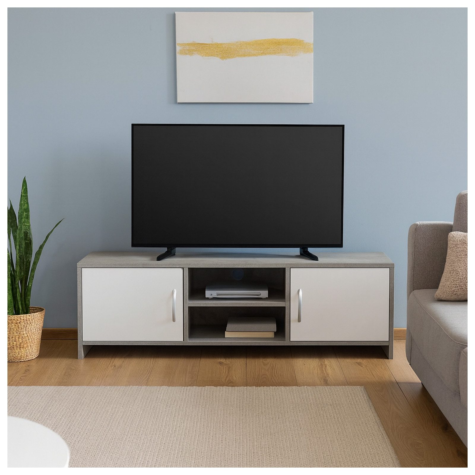 HTI-Living Lowboard TV-Schrank Thekla Beton/Weiß (Stück, 1 St., 1 Lowboard) günstig online kaufen