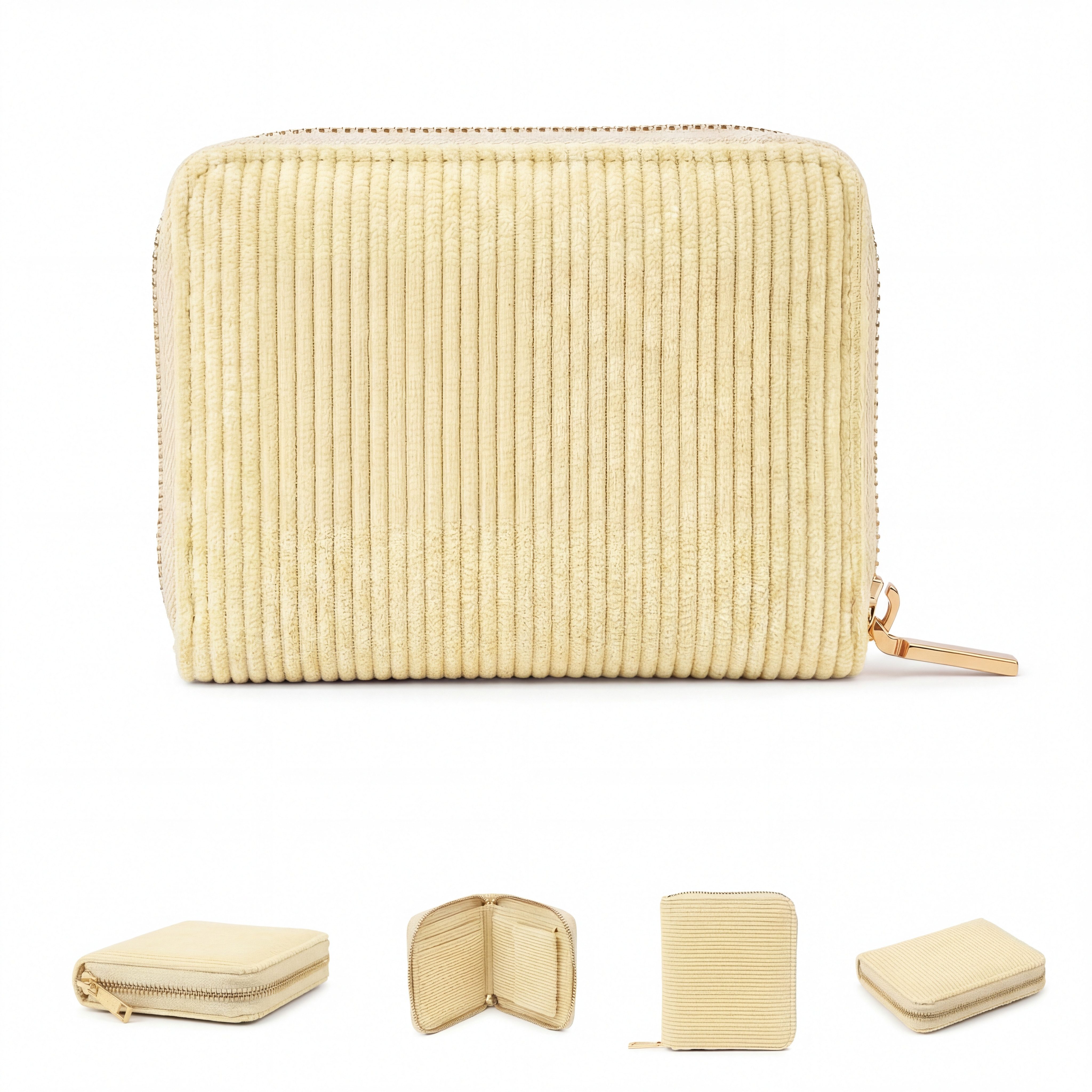 MillyMilk Geldbörse Kord Geldbeutel FONDO Damen – Mini Portemonnaie Stoff Pastell klein, Formstabil & kompakt – kein labberiges Säckchen!