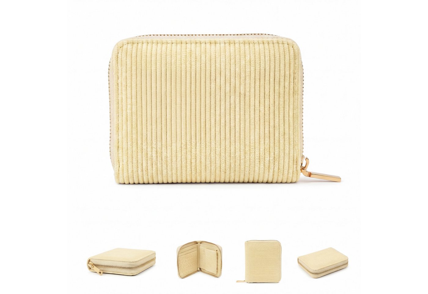 MillyMilk Geldbörse Kord Geldbeutel FONDO Damen – Mini Portemonnaie Stoff Pastell klein, Formstabil & kompakt – kein labberiges Säckchen!