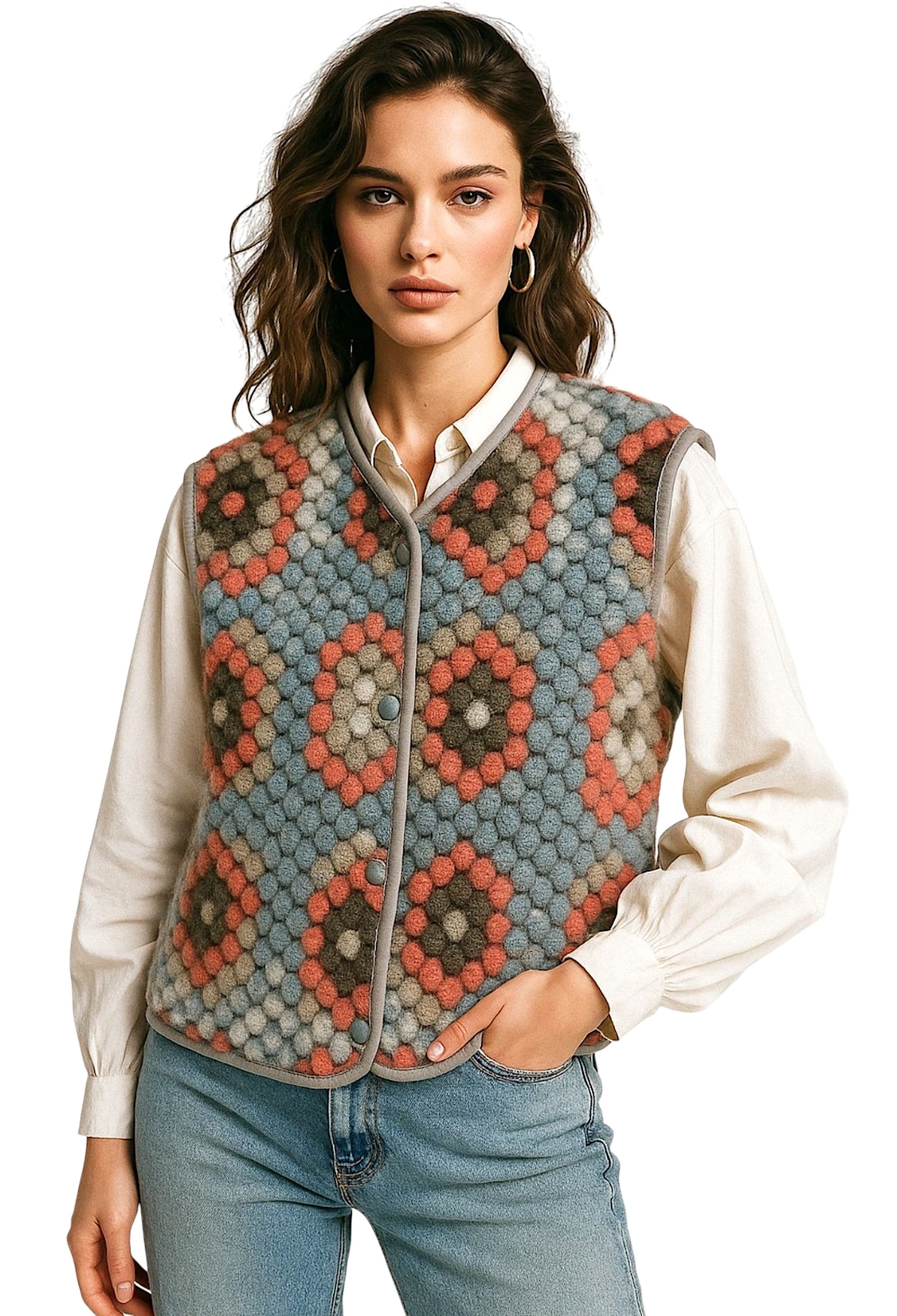 Worldclassca Fellimitatweste Worldclassca Teddy Weste Retro Mandala Optik K günstig online kaufen