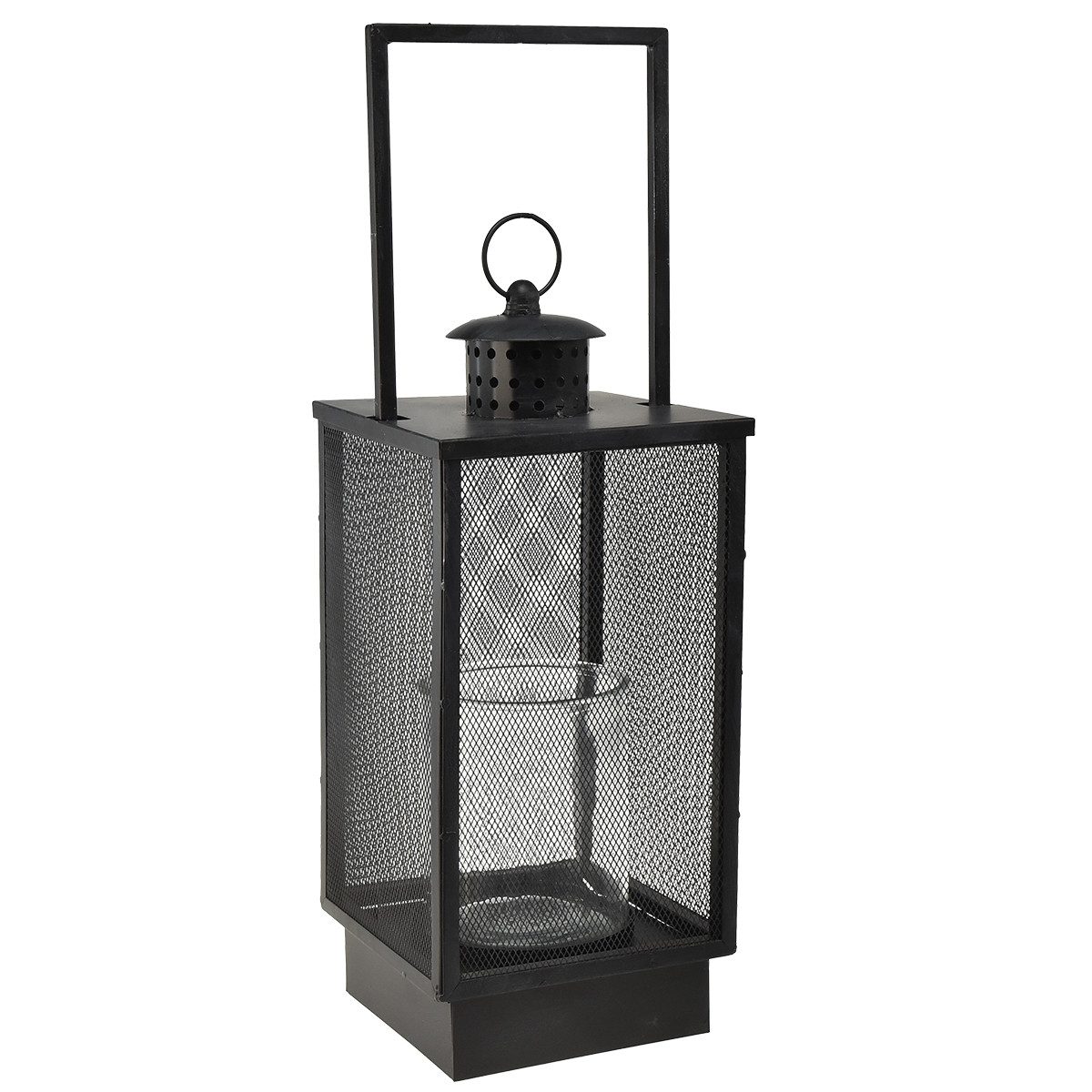 Florists Products Kerzenhalter Dekorative Metalllaterne Antik-Grau 60cm mit Drahtfenstern &