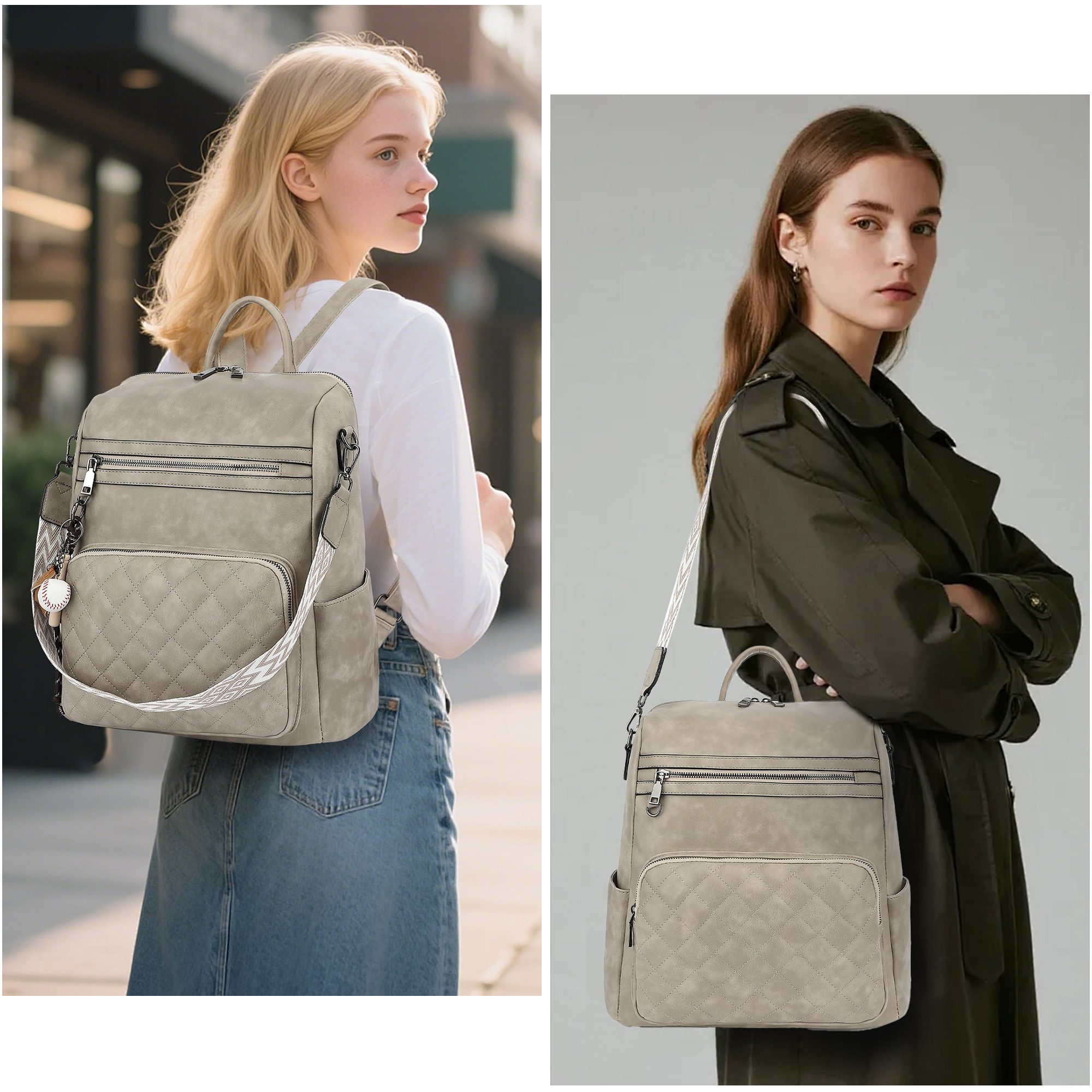 TAN.TOMI Cityrucksack Damen Rucksack Wasserdicht Anti-Diebstahl PU Mode Reisen, klein Handtasche Schultertasche 2 in 1 für Reise Outdoor